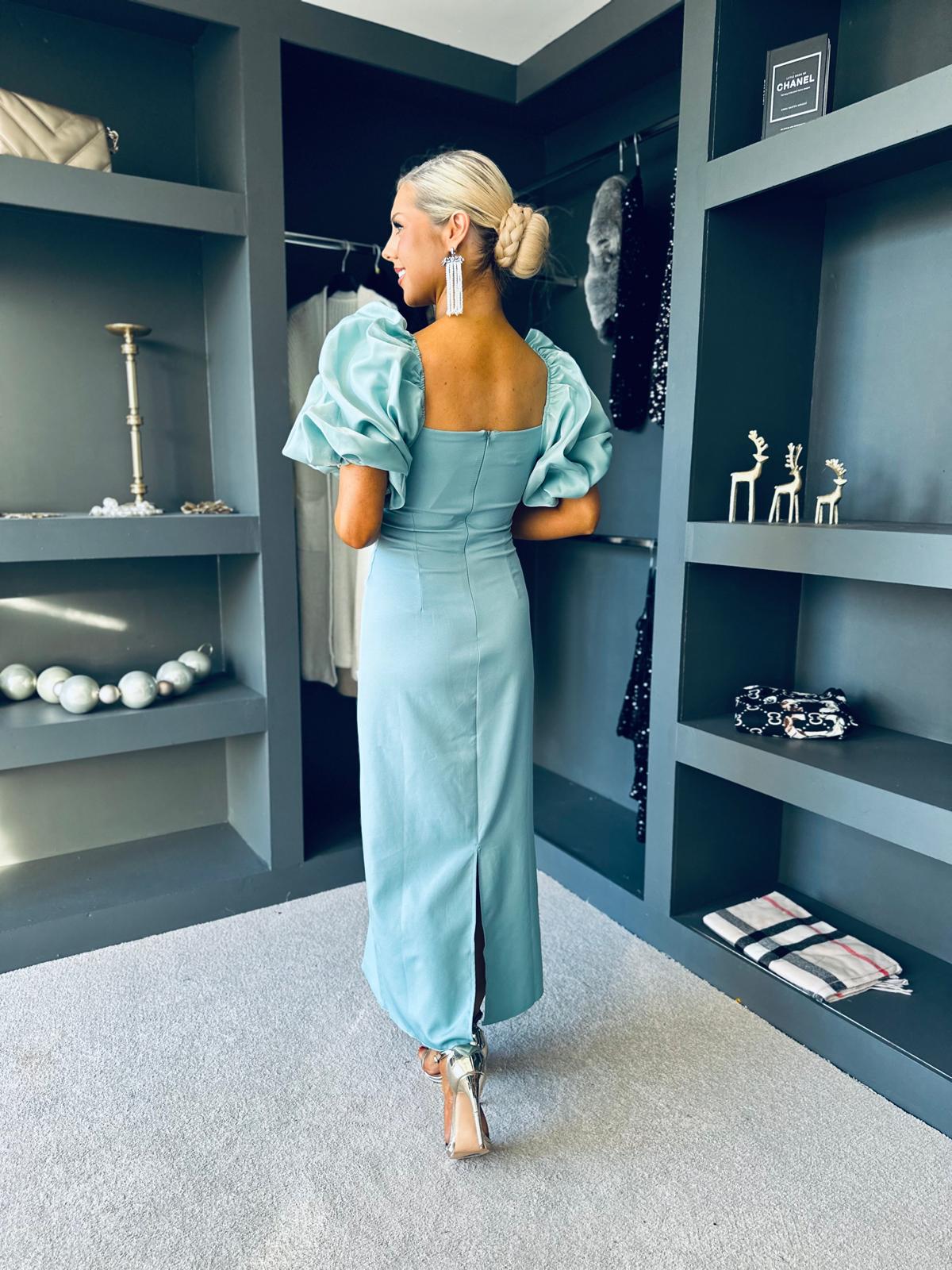 Ivy Embellished Occasion Dress Aqua