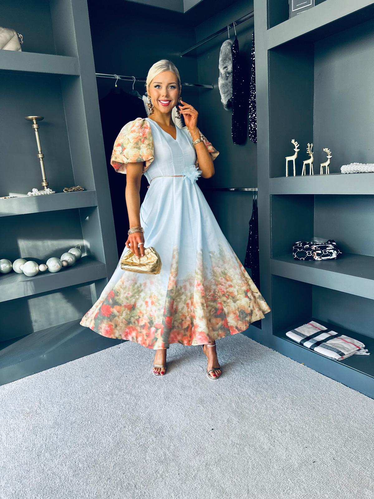 Frances Floral Occasion Dress Sky