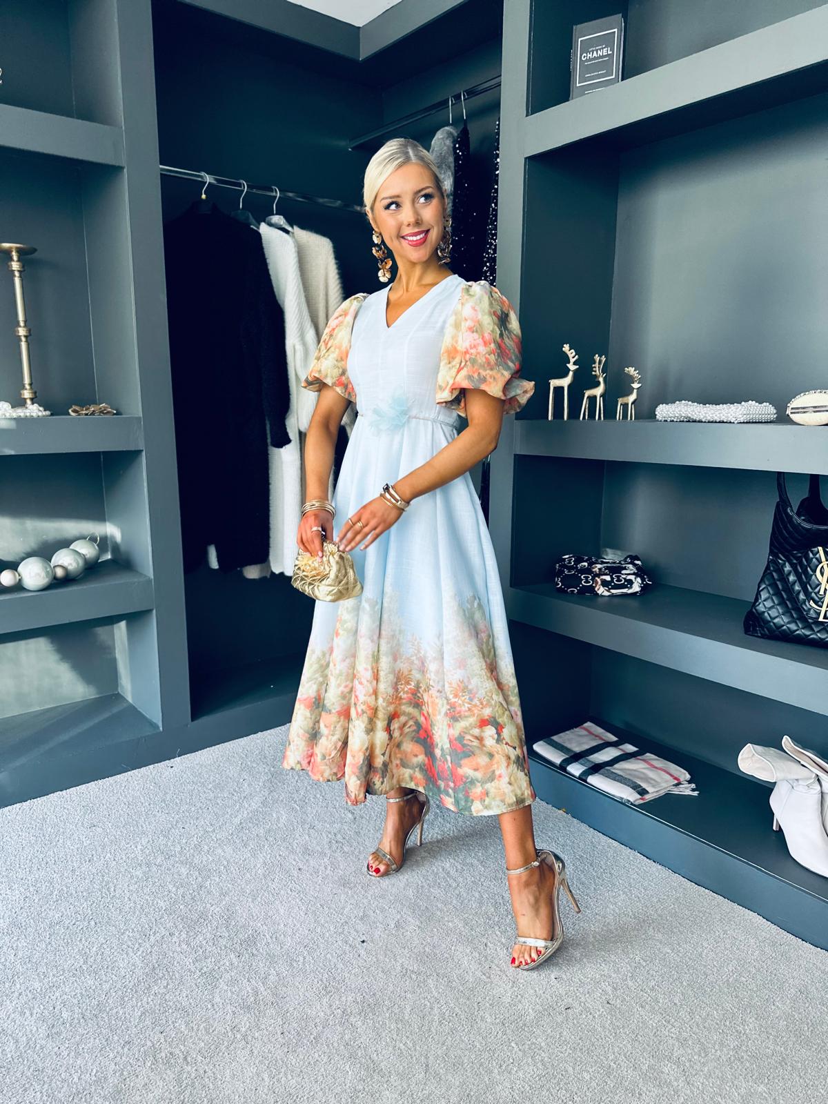 Frances Floral Occasion Dress Sky