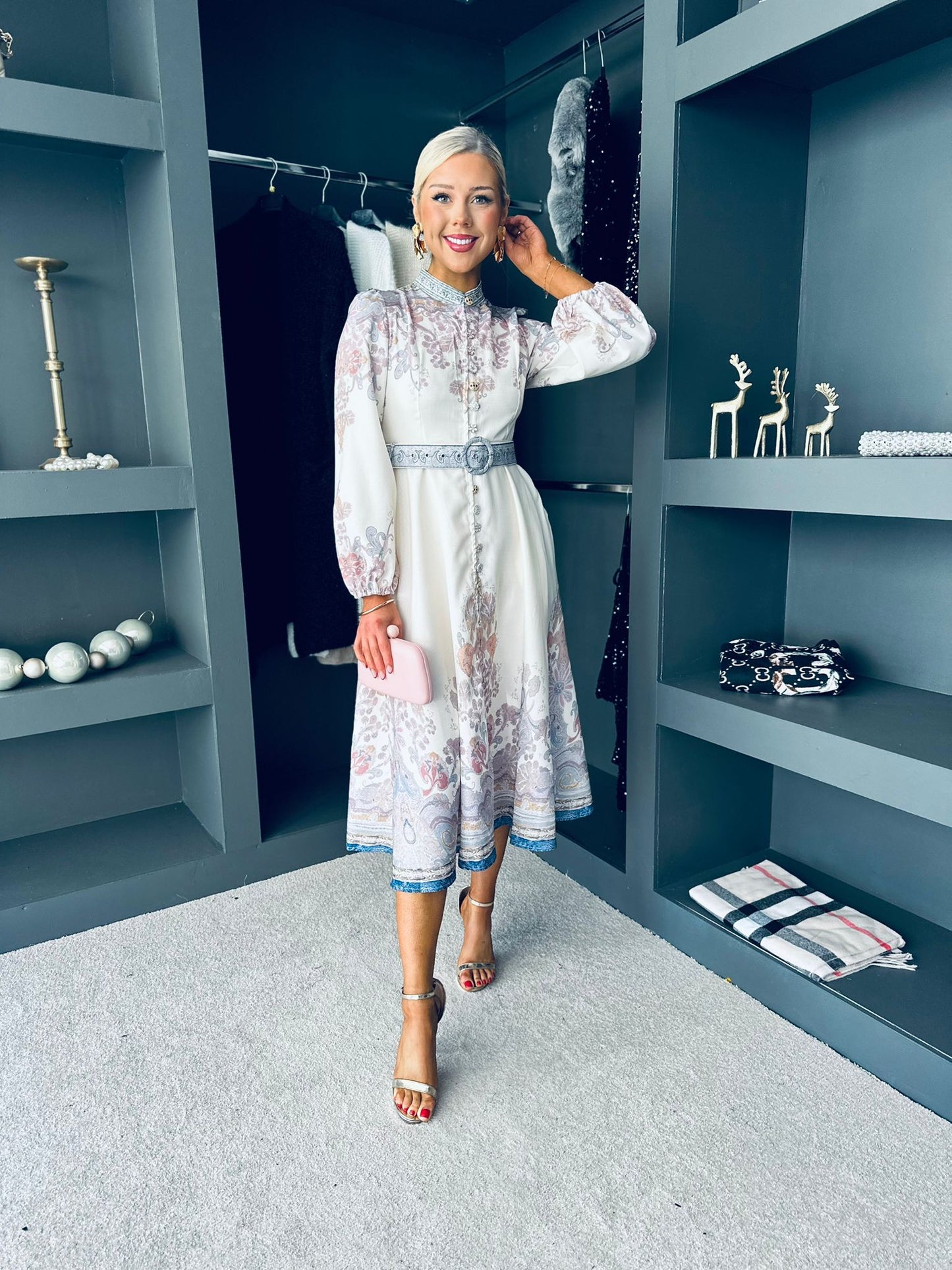 Sheila Belted Occasion Dress Cream