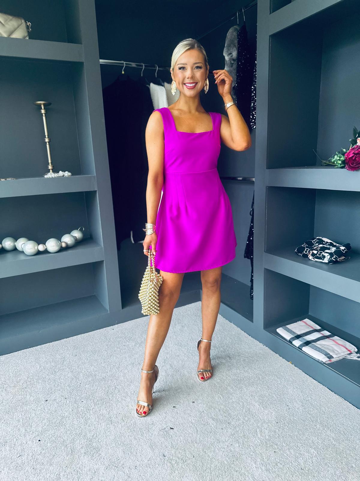 Angelica Bow Detail Mini Dress Orchid