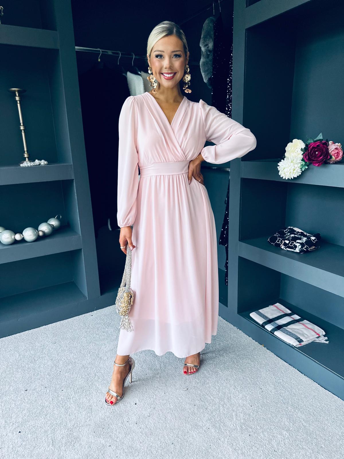 Maeve Banded Midi Dress Pwr Pink