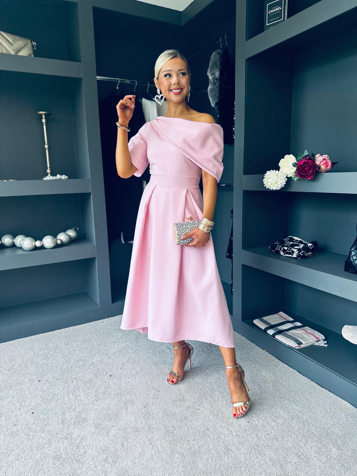 Celine Detailed Occasion Dress Pwr Pink