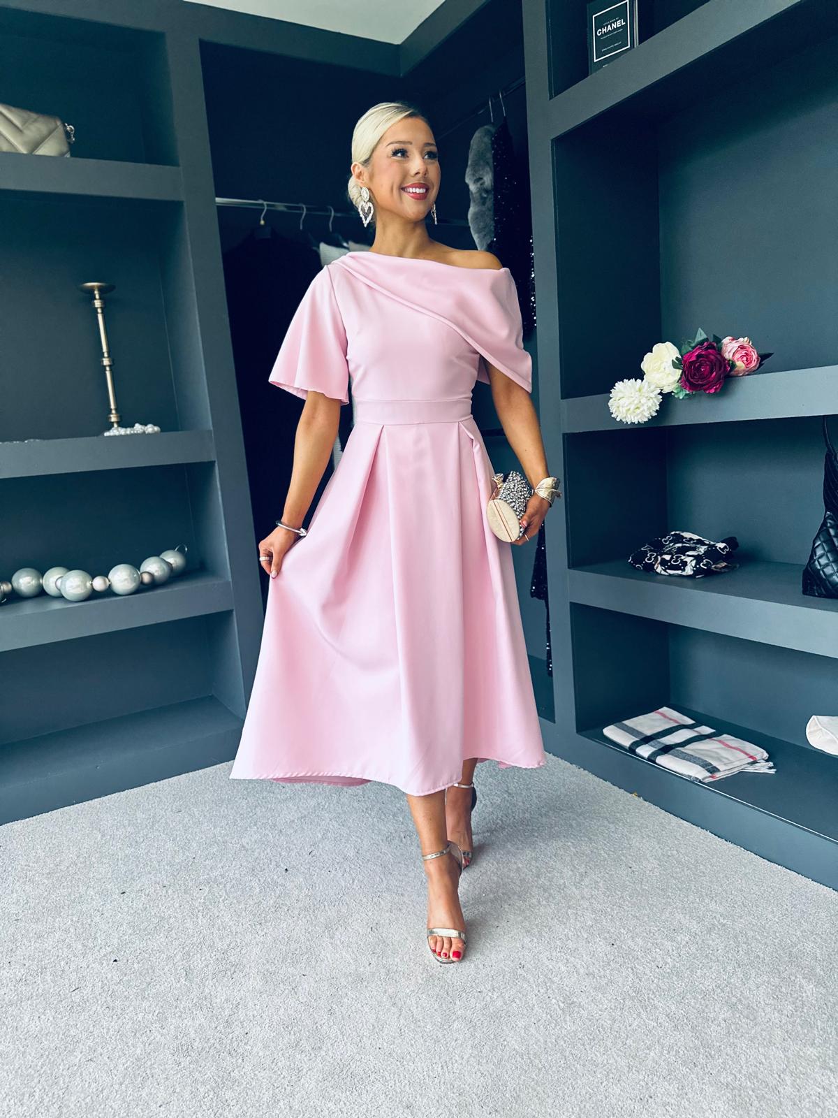 Celine Detailed Occasion Dress Pwr Pink