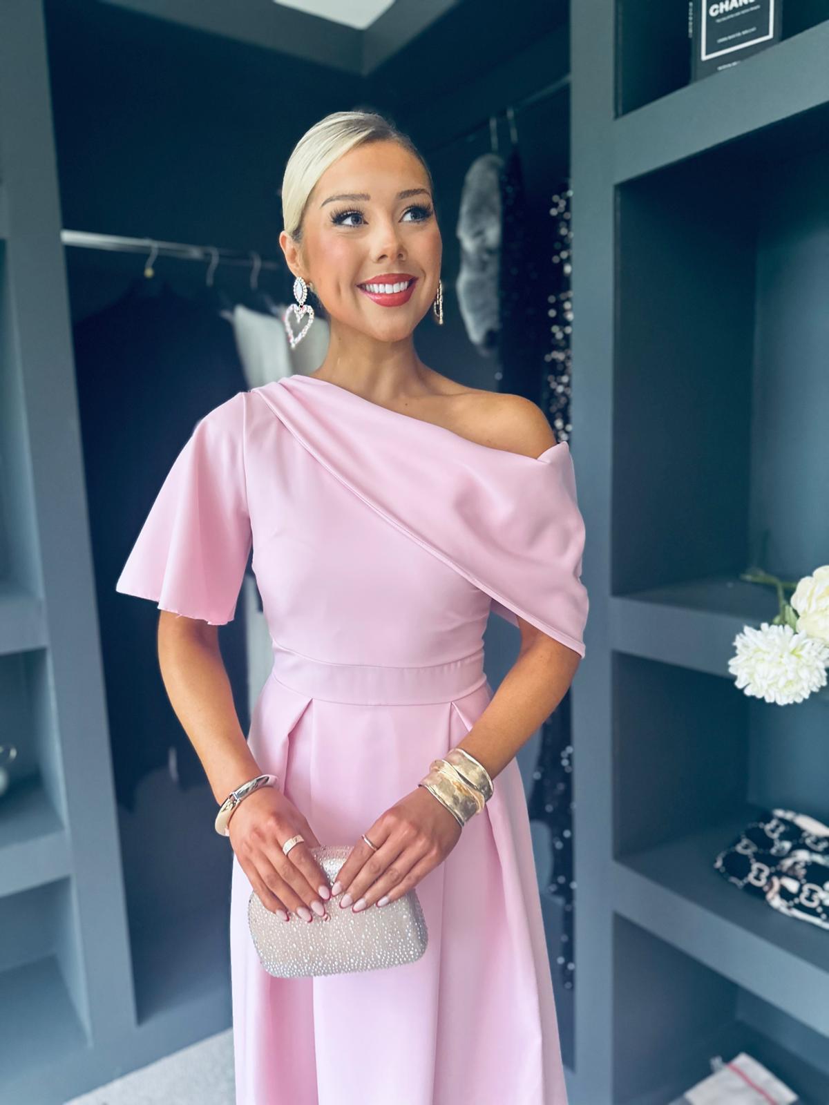 Celine Detailed Occasion Dress Pwr Pink