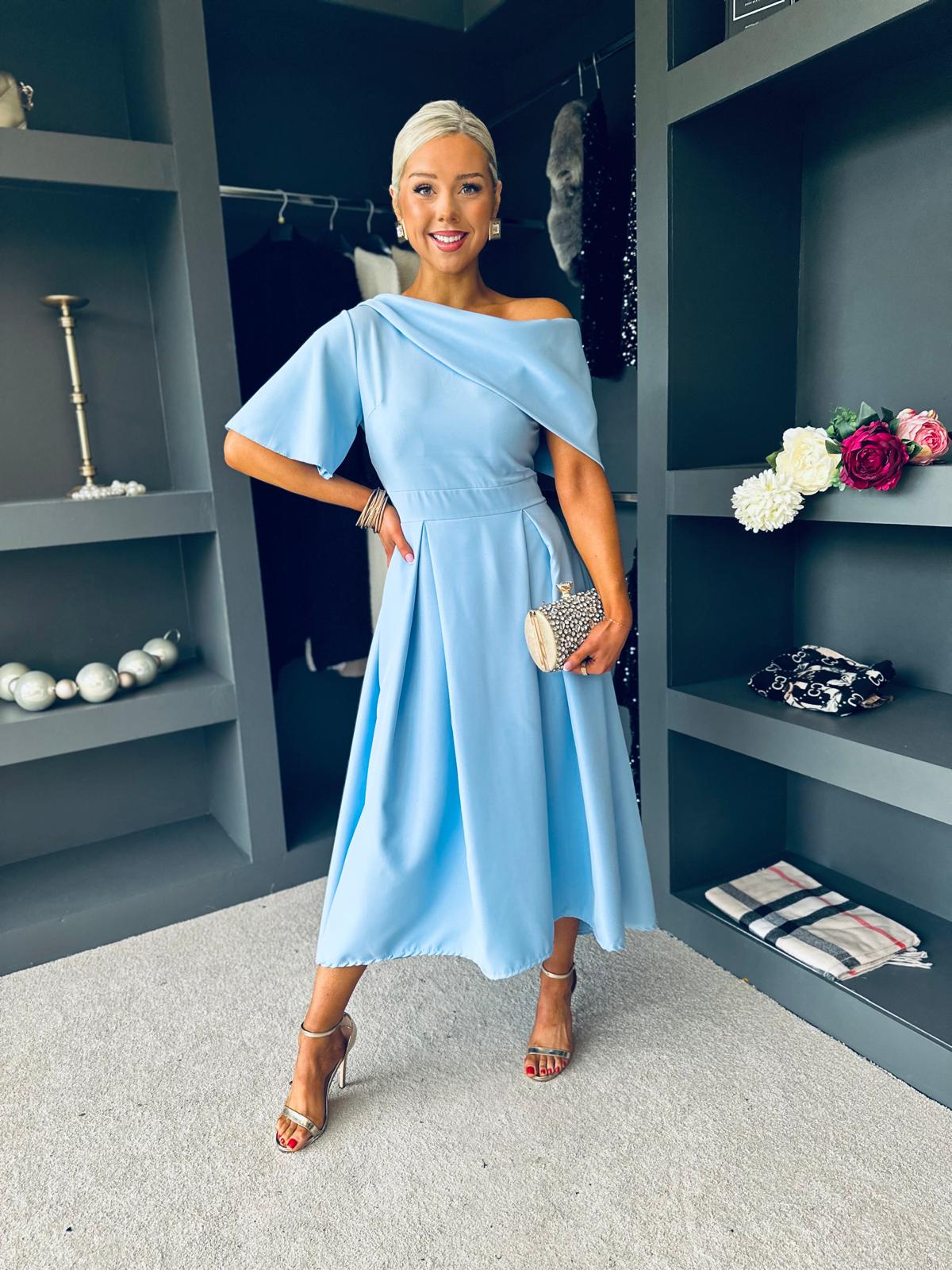 Celine Detailed Occasion Dress Pwr Blue