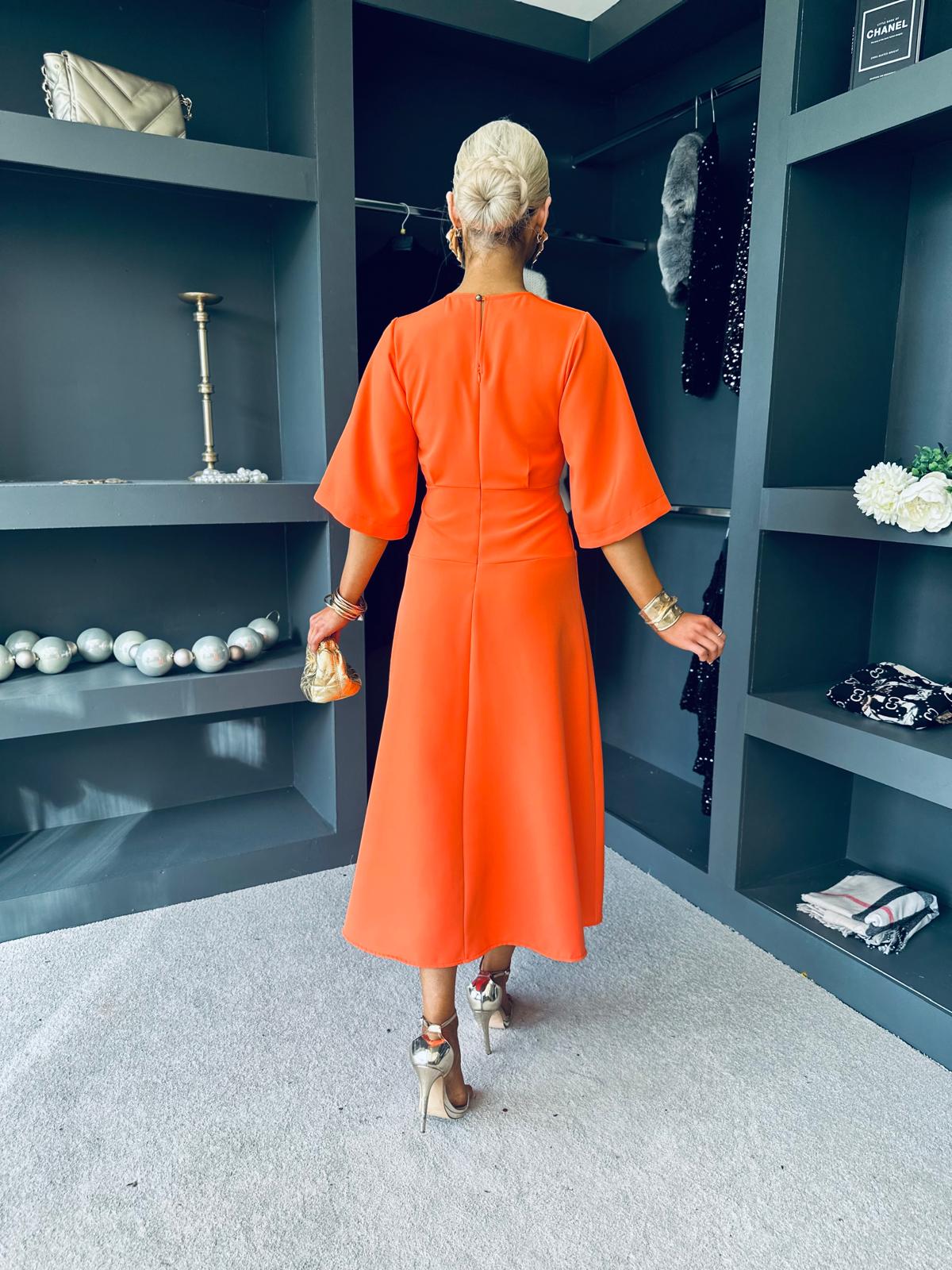 Kathryn Detailed Occasion Dress Orange