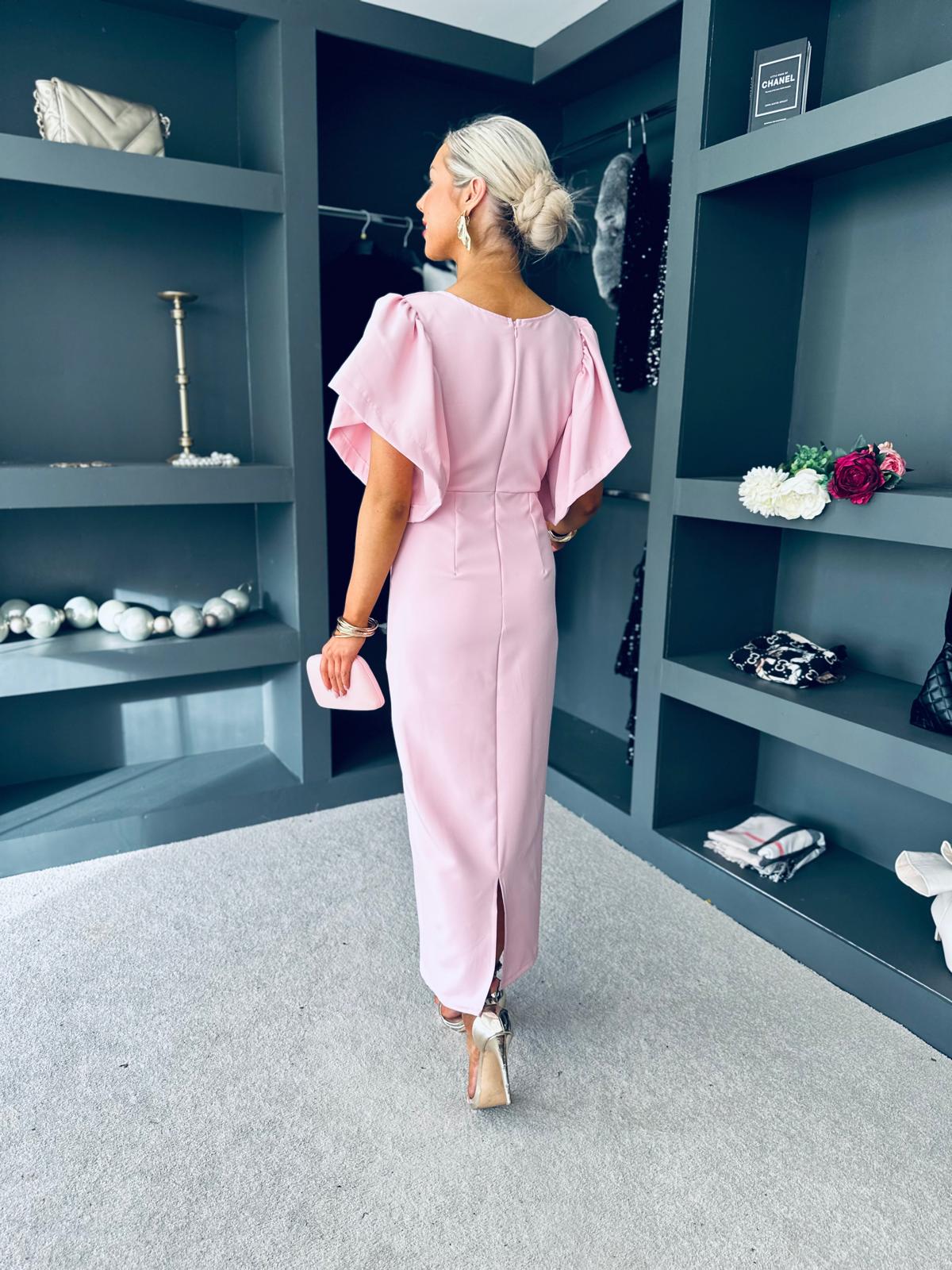 Tracy Detailed Occasion Maxi Dress Pwr Pink