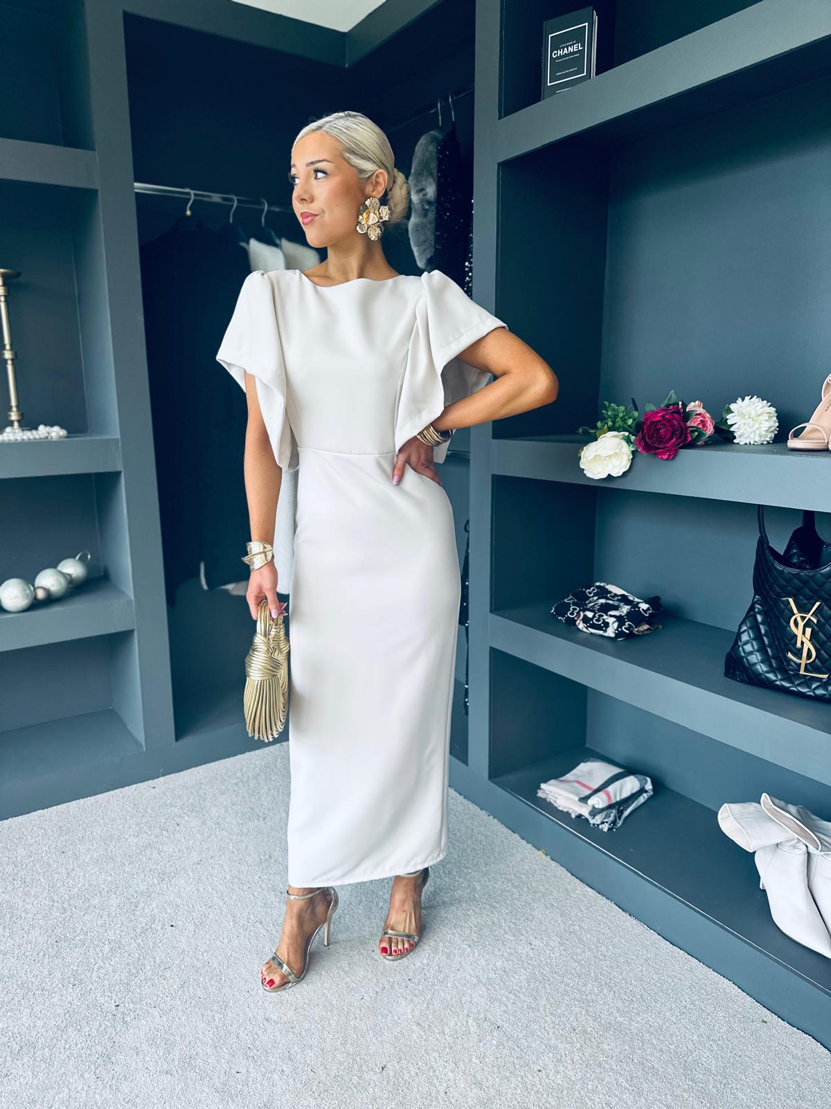 Tracy Detailed Occasion Maxi Dress Almond