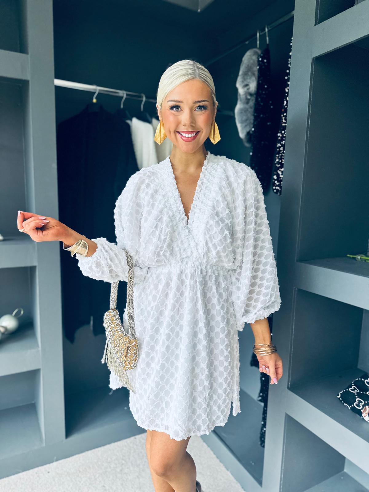 Jennifer Detailed Mini Dress White