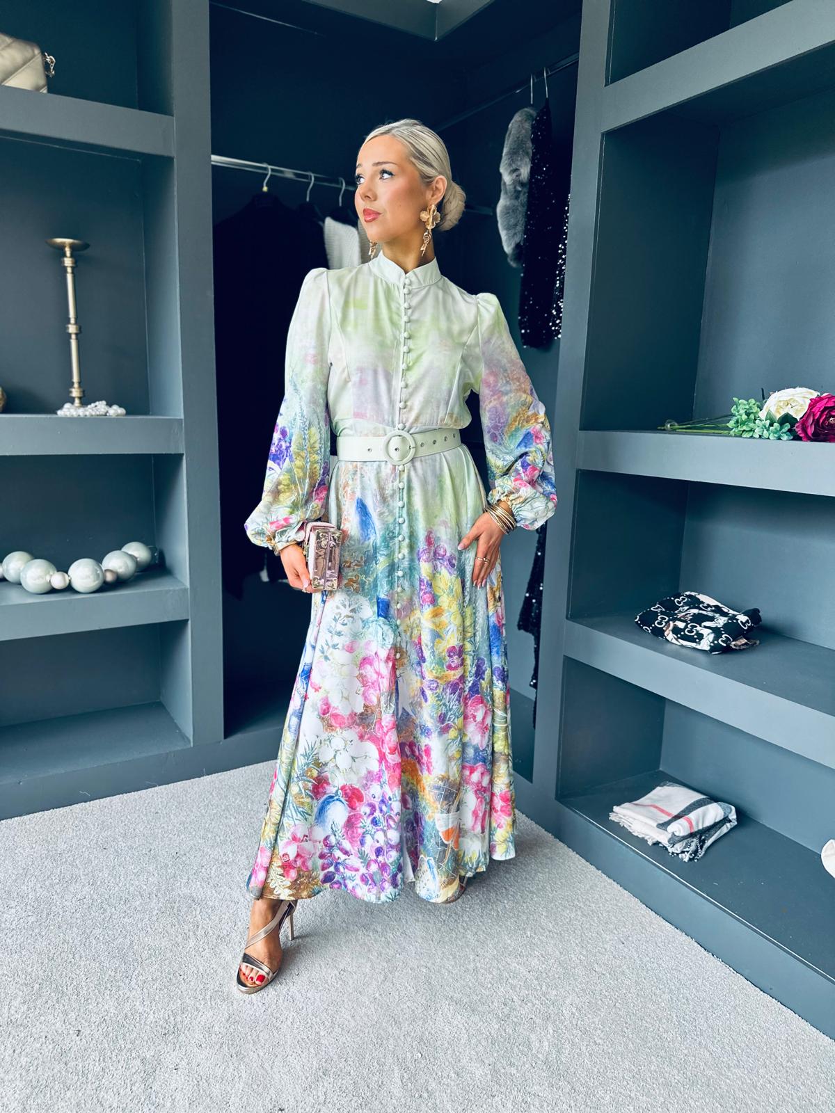 Meryl Belted Occasion Dress Pastel
