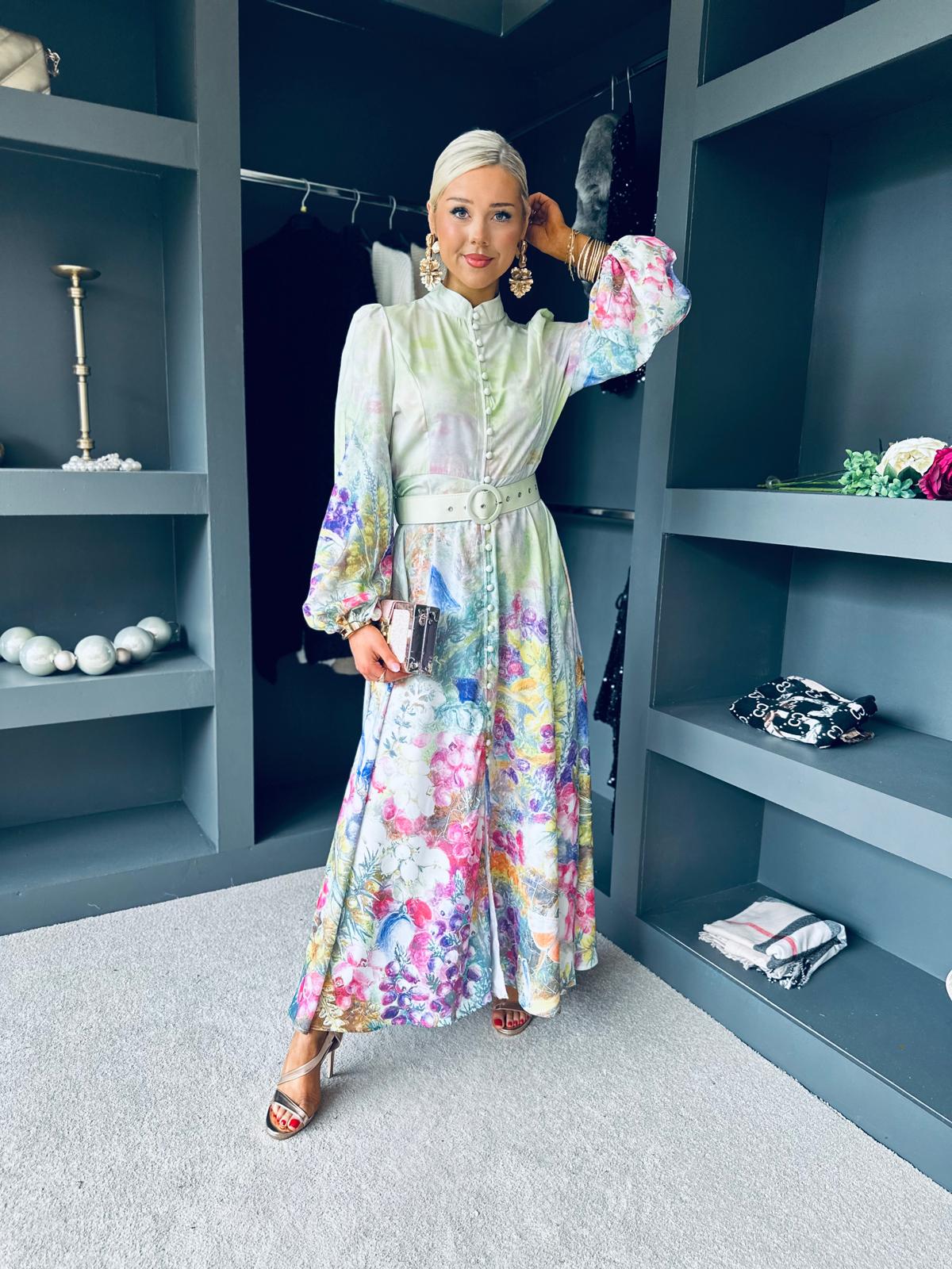 Meryl Belted Occasion Dress Pastel