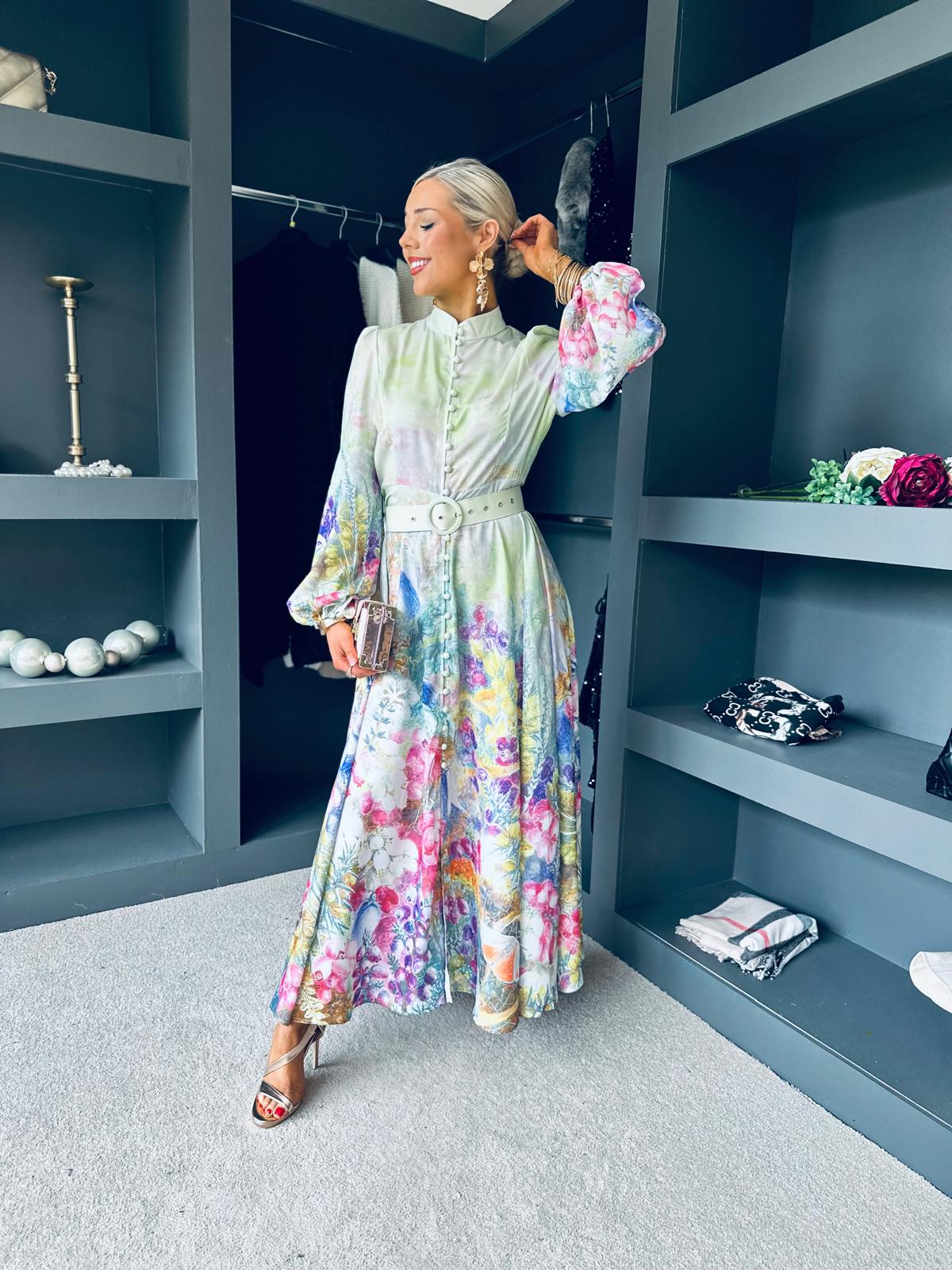 Meryl Belted Occasion Dress Pastel