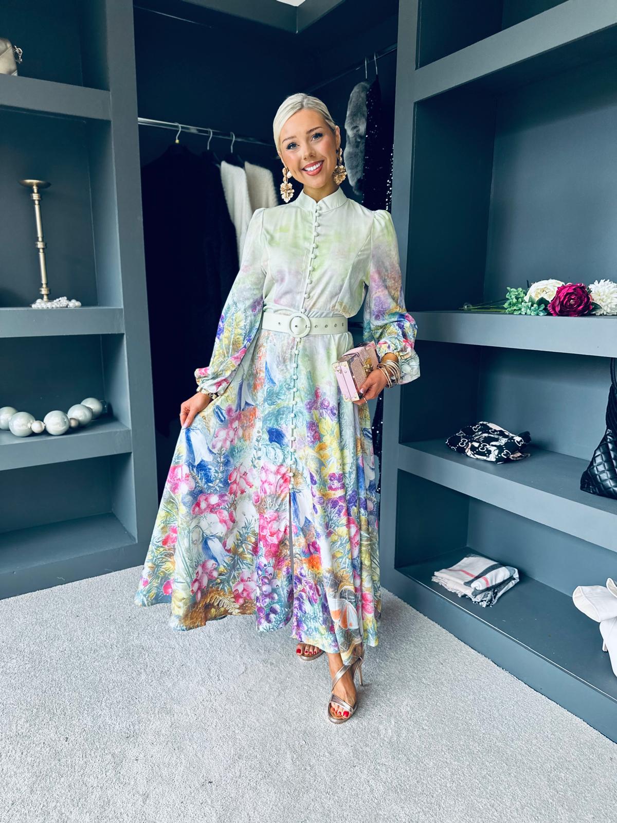 Meryl Belted Occasion Dress Pastel