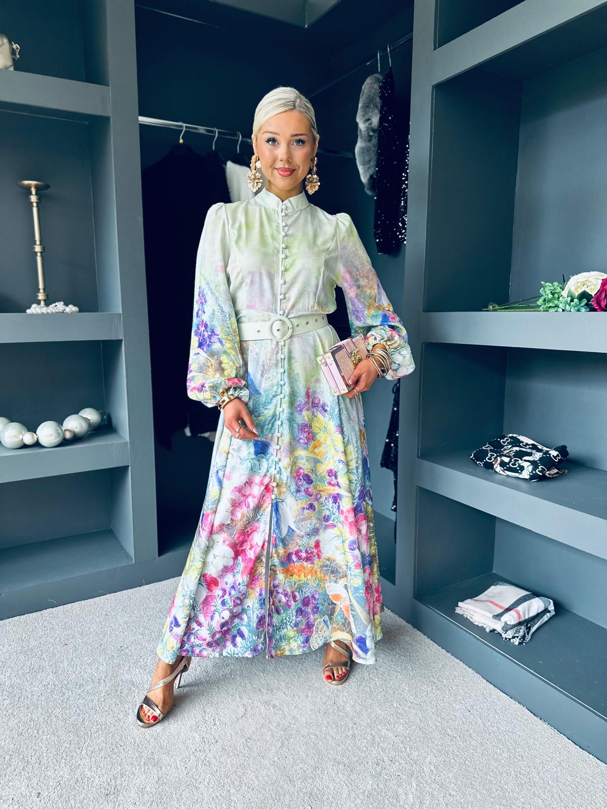 Meryl Belted Occasion Dress Pastel