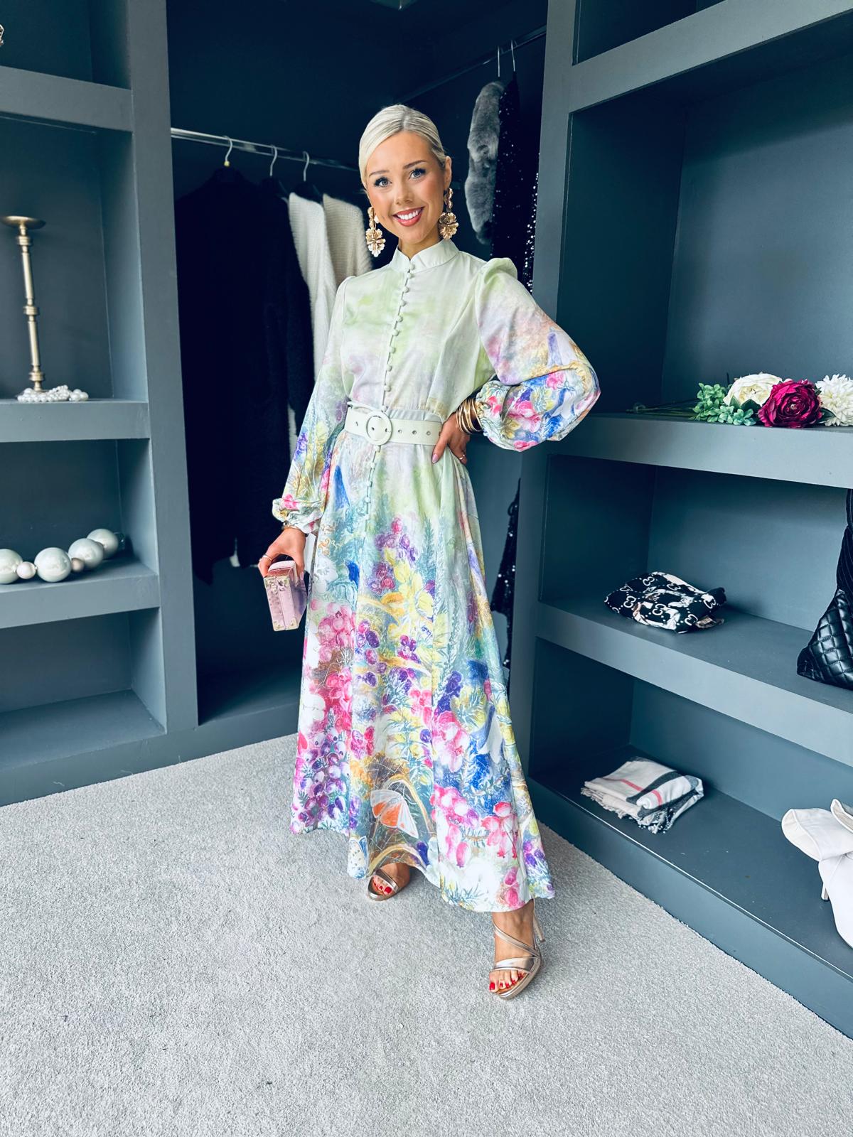 Meryl Belted Occasion Dress Pastel