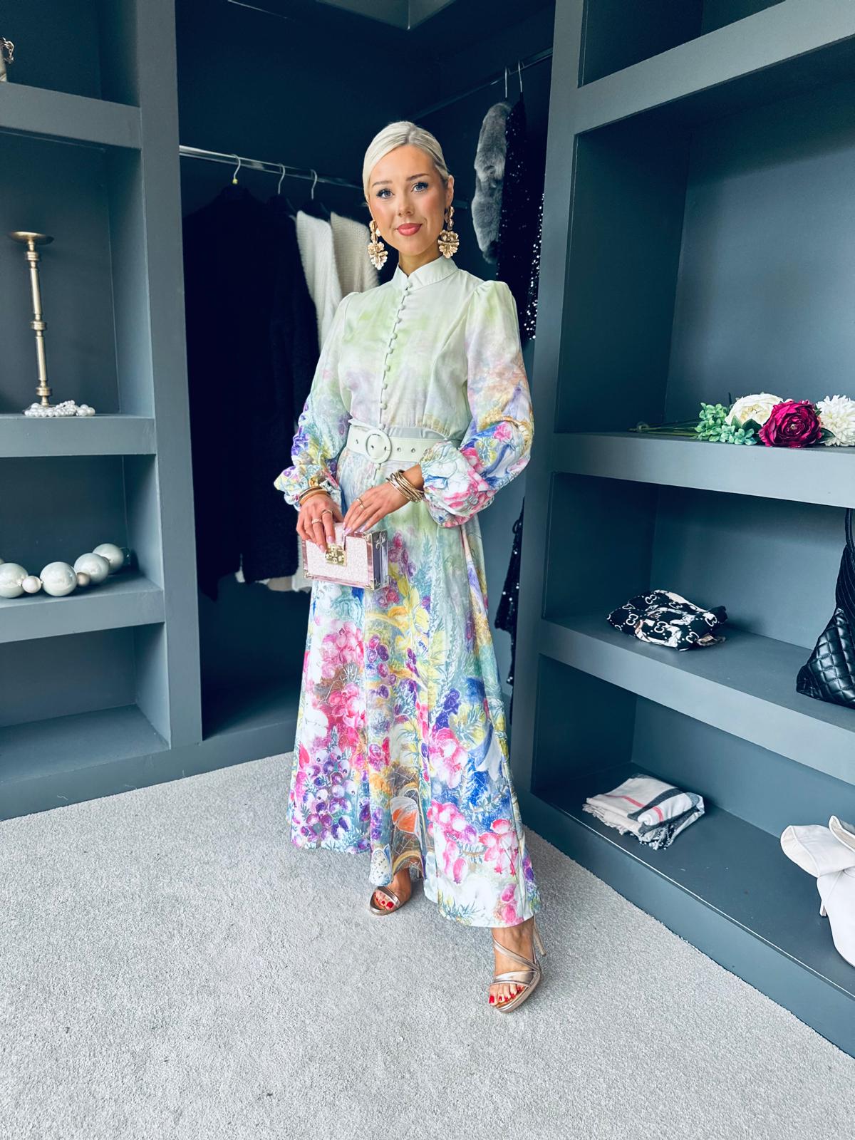Meryl Belted Occasion Dress Pastel