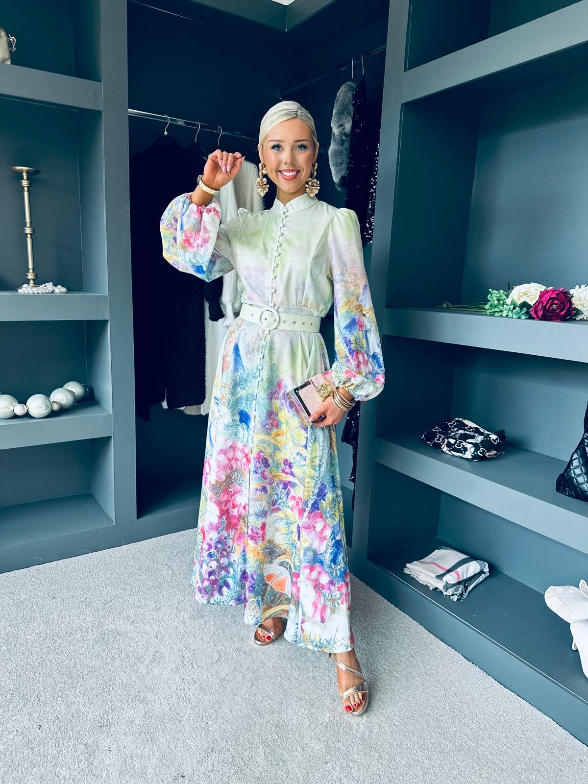 Meryl Belted Occasion Dress Pastel
