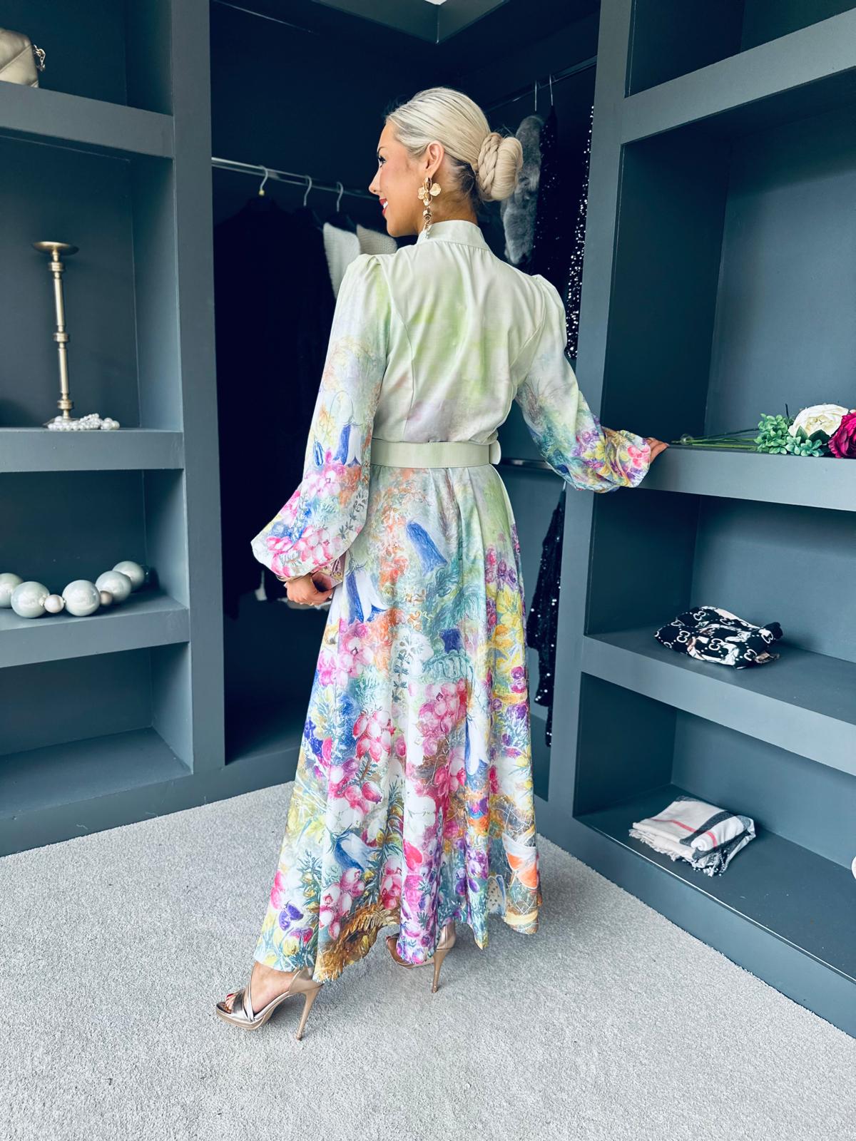 Meryl Belted Occasion Dress Pastel