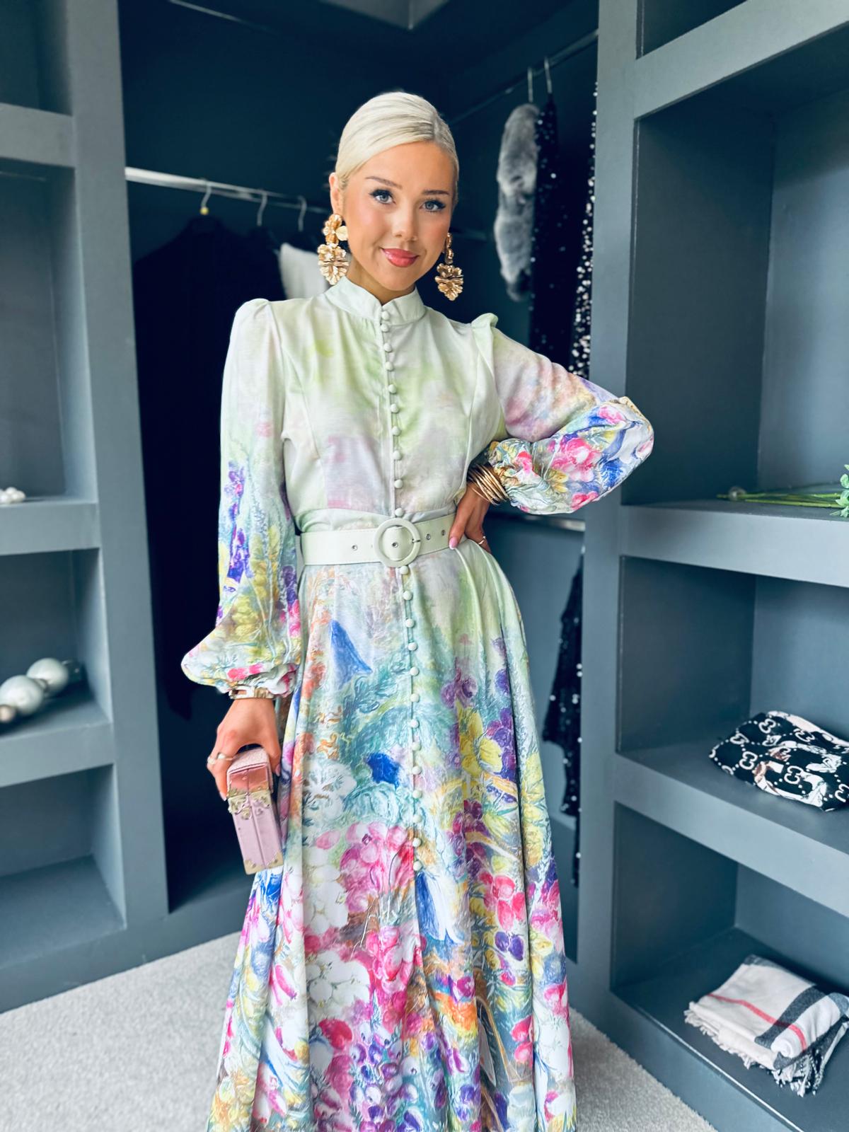 Meryl Belted Occasion Dress Pastel