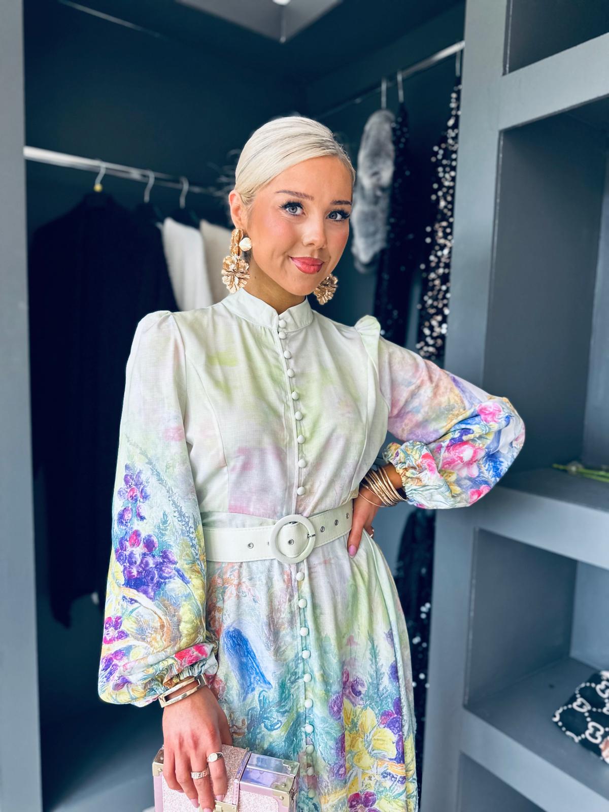 Meryl Belted Occasion Dress Pastel