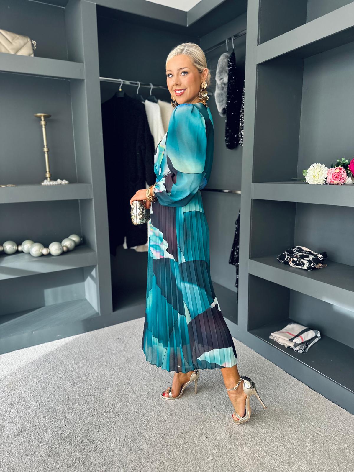 Ailbhe Pleated Midi Dress Green