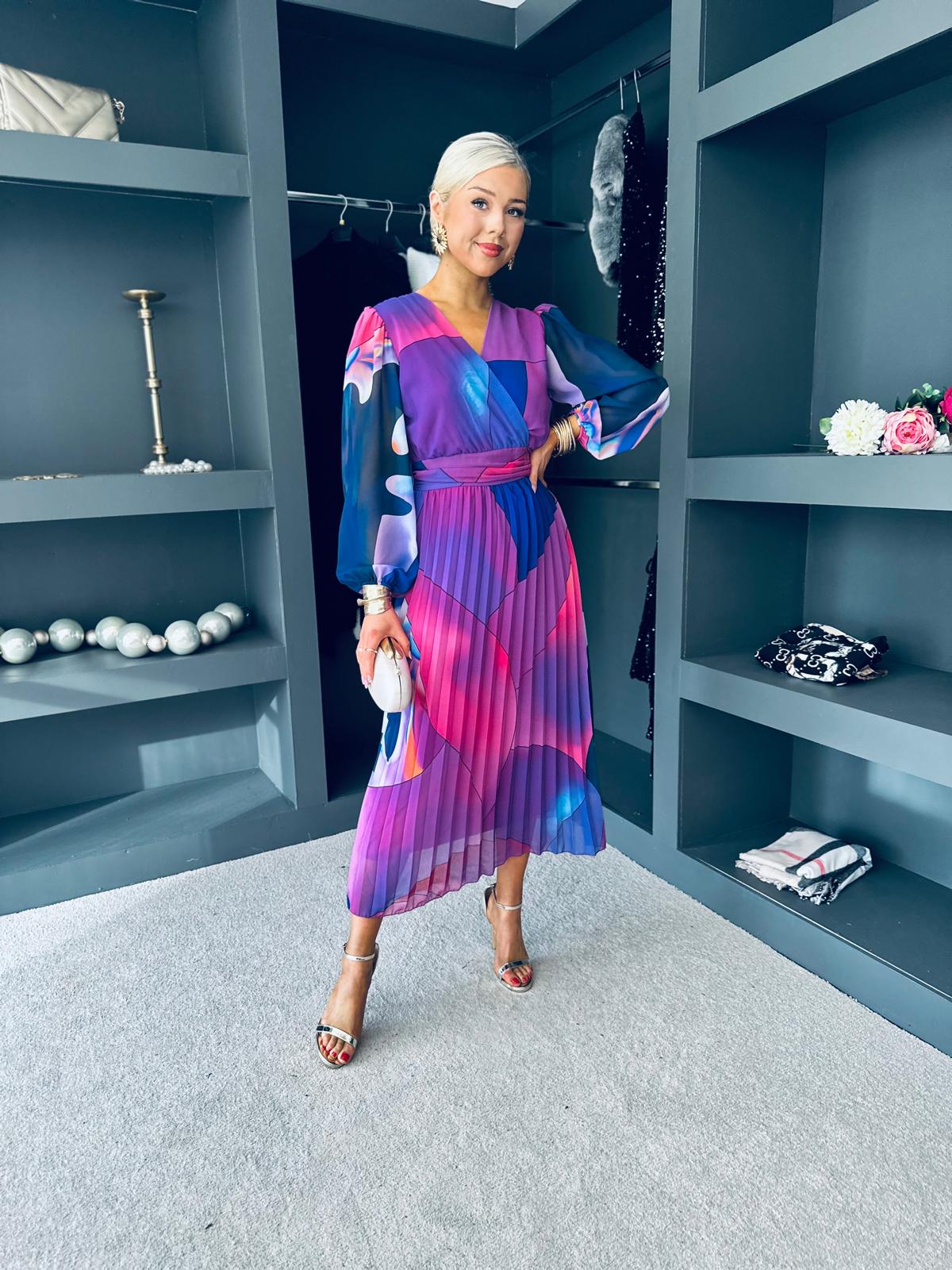 Ailbhe Pleated Midi Dress Violet