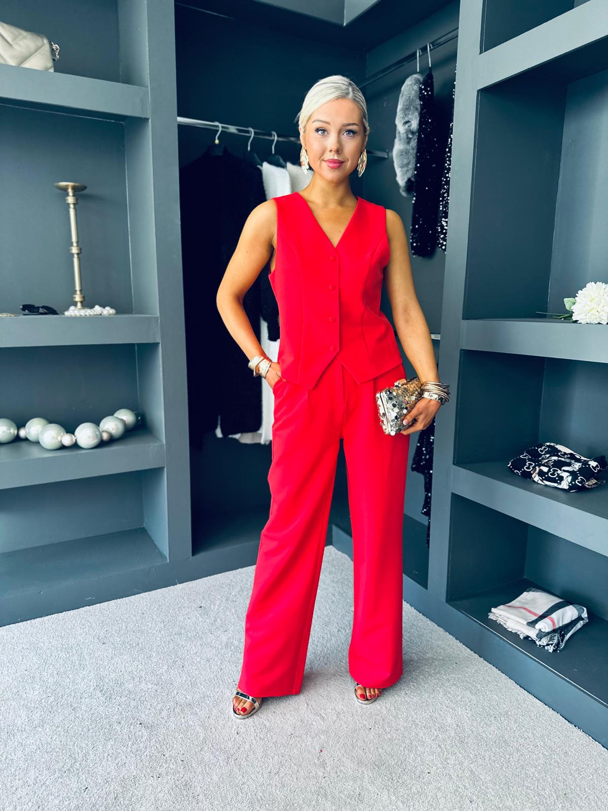 Jo Waistcoat And Trouser Set Red