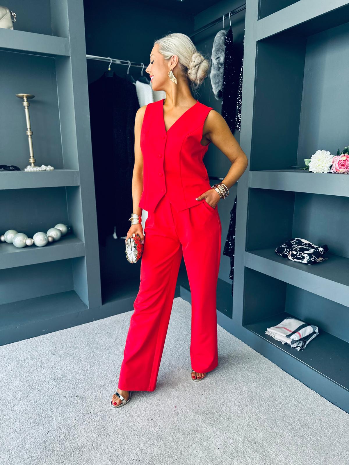 Jo Waistcoat And Trouser Set Red