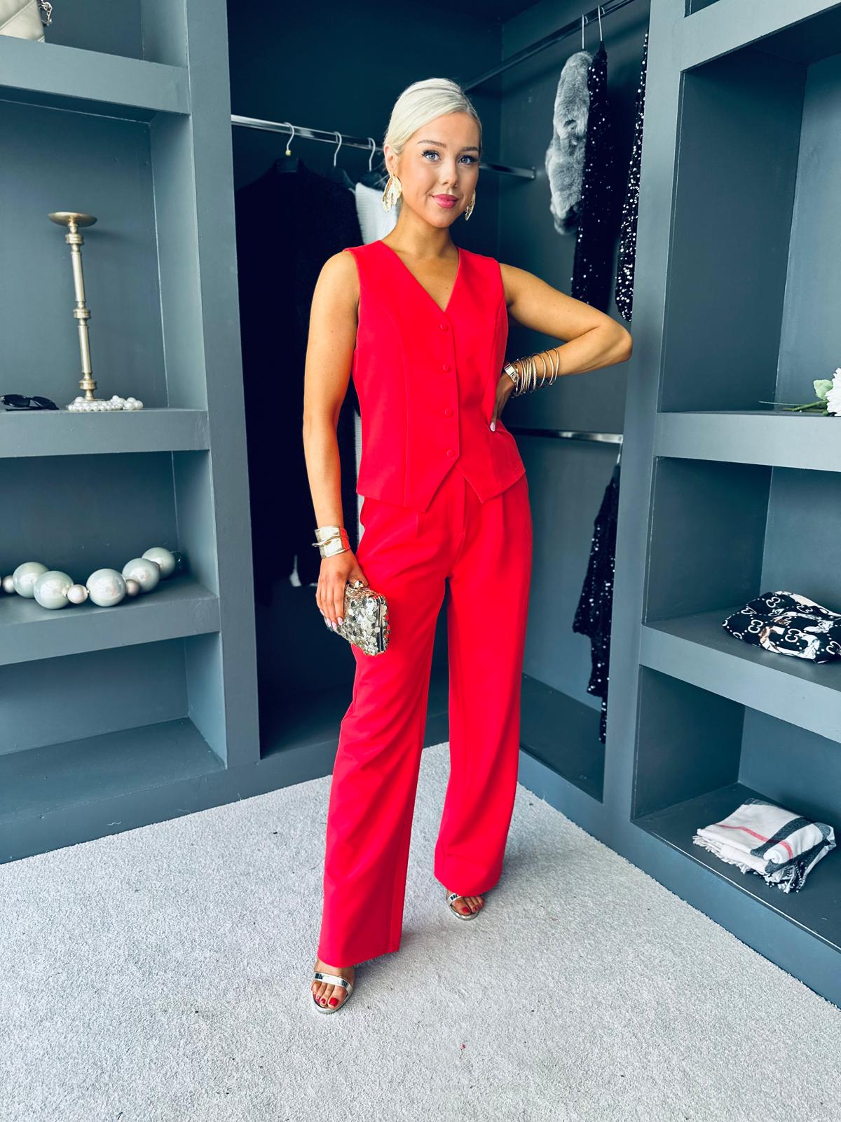 Jo Waistcoat And Trouser Set Red