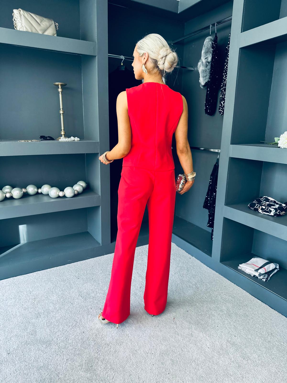 Jo Waistcoat And Trouser Set Red