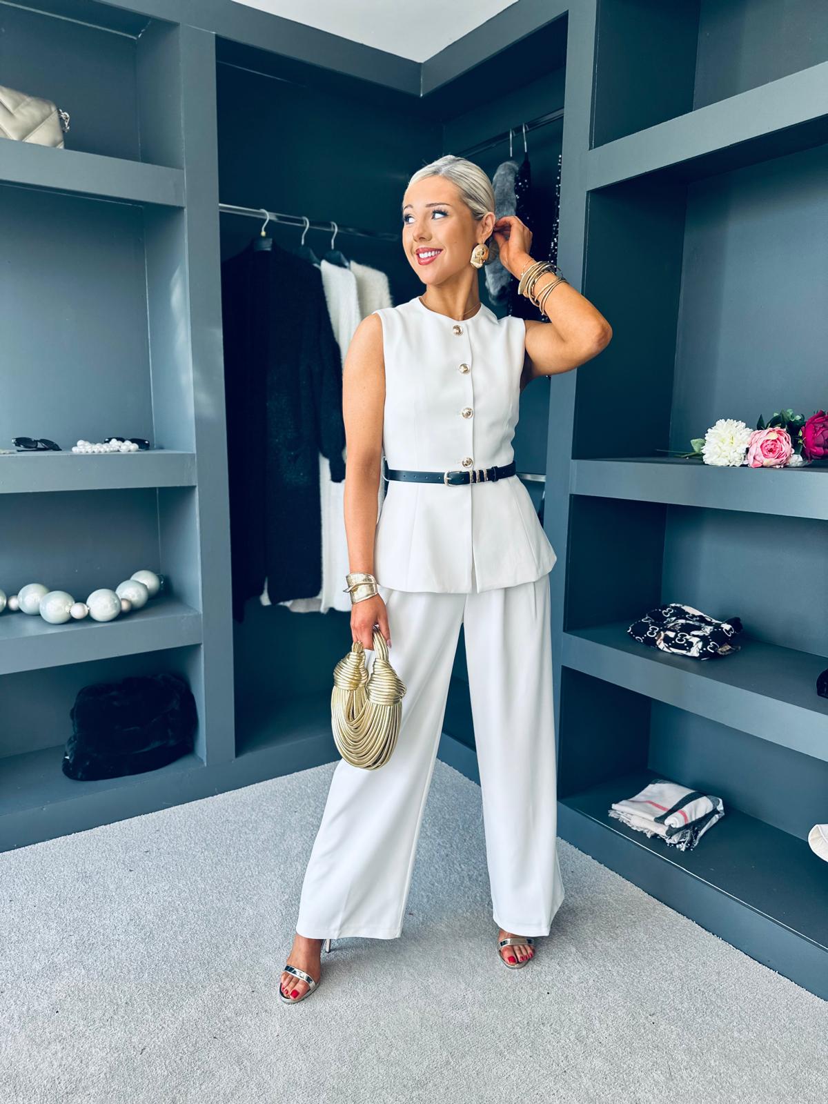 Martina Waistcoat And Trouser Set Cream