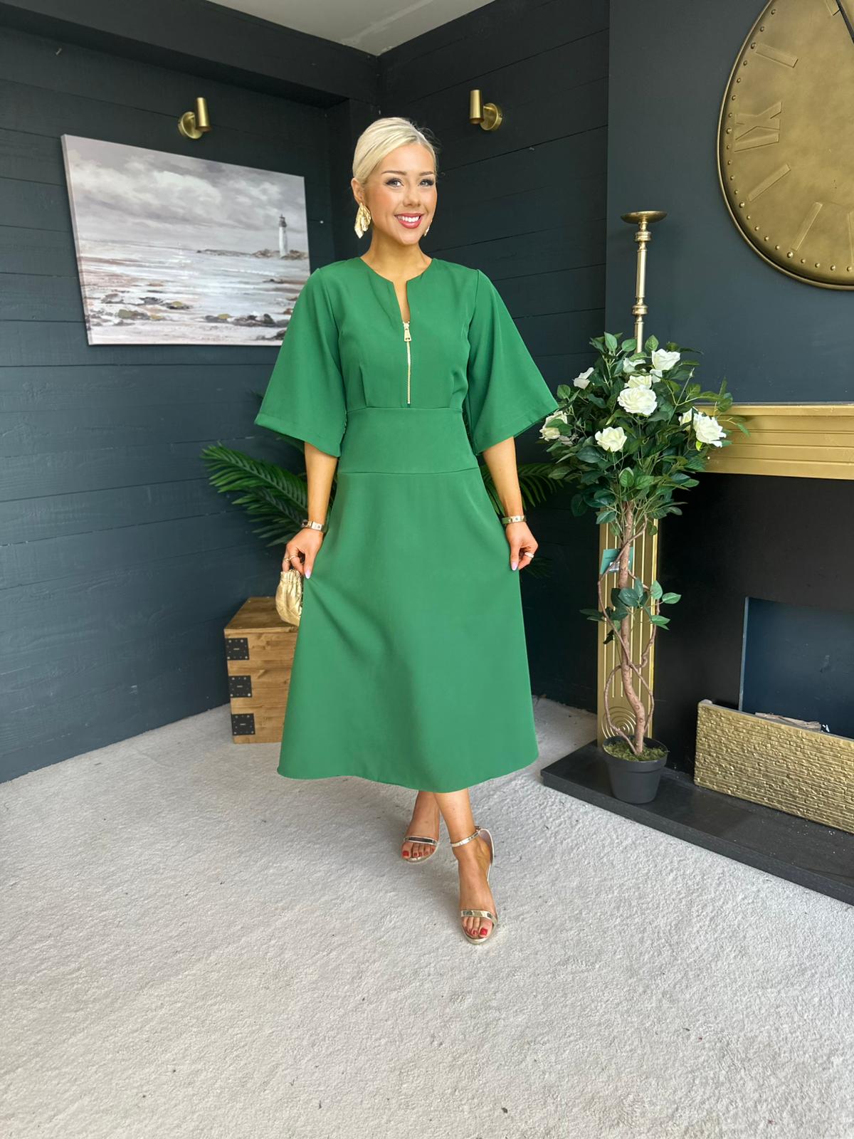 Kathryn Detailed Occasion Dress Green
