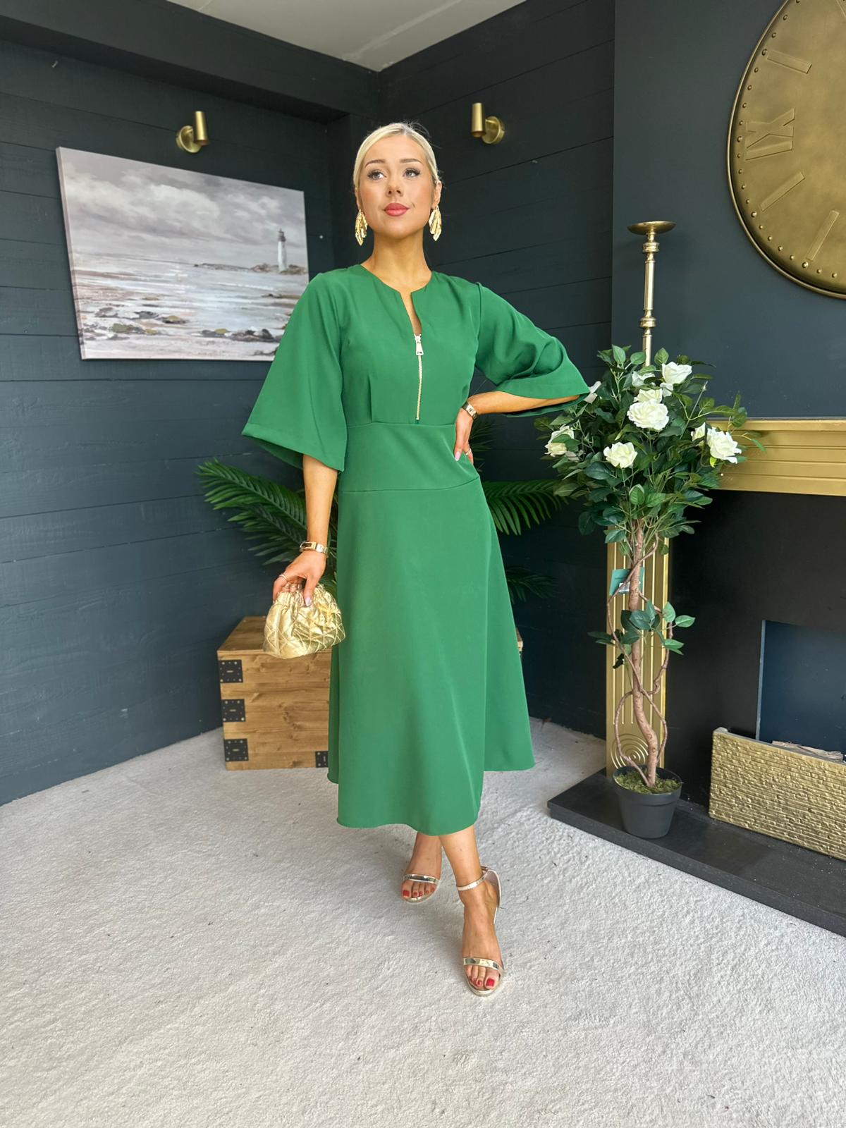 Kathryn Detailed Occasion Dress Green