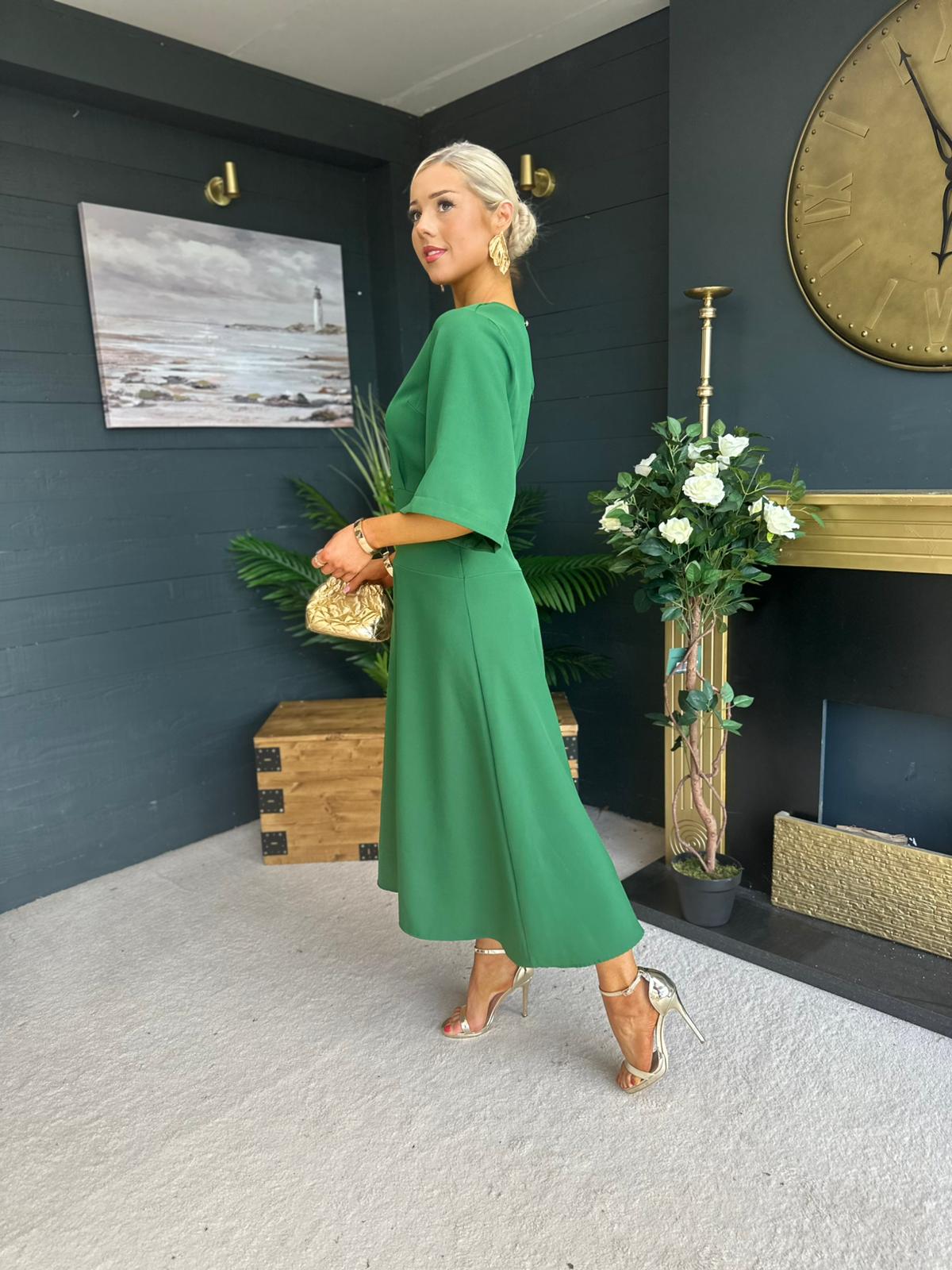 Kathryn Detailed Occasion Dress Green