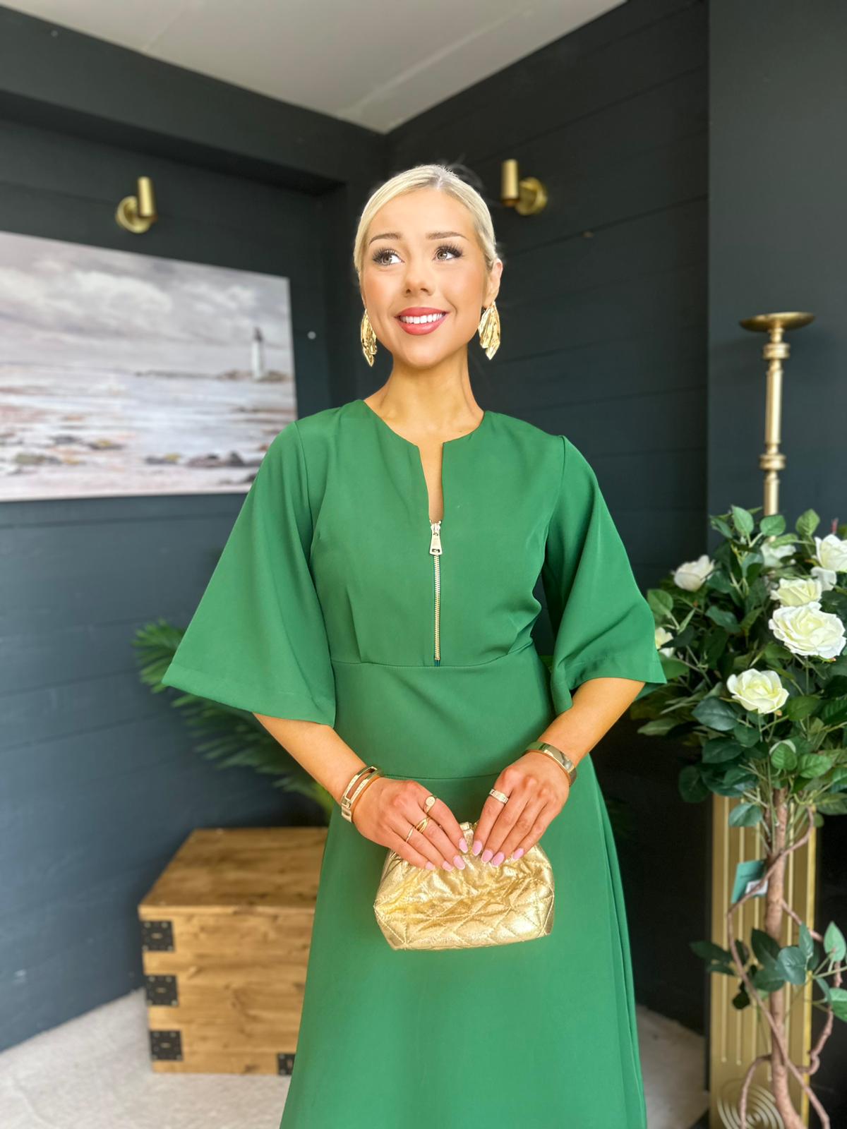 Kathryn Detailed Occasion Dress Green