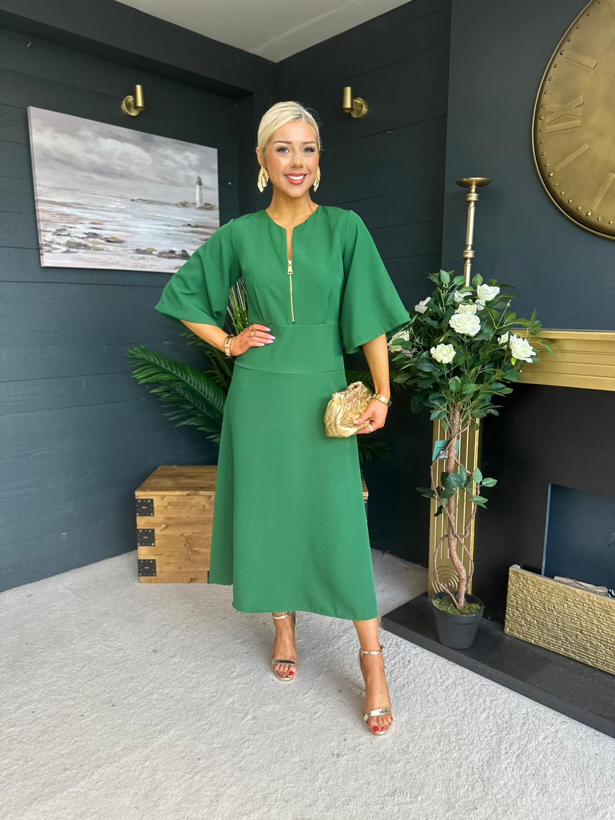 Kathryn Detailed Occasion Dress Green