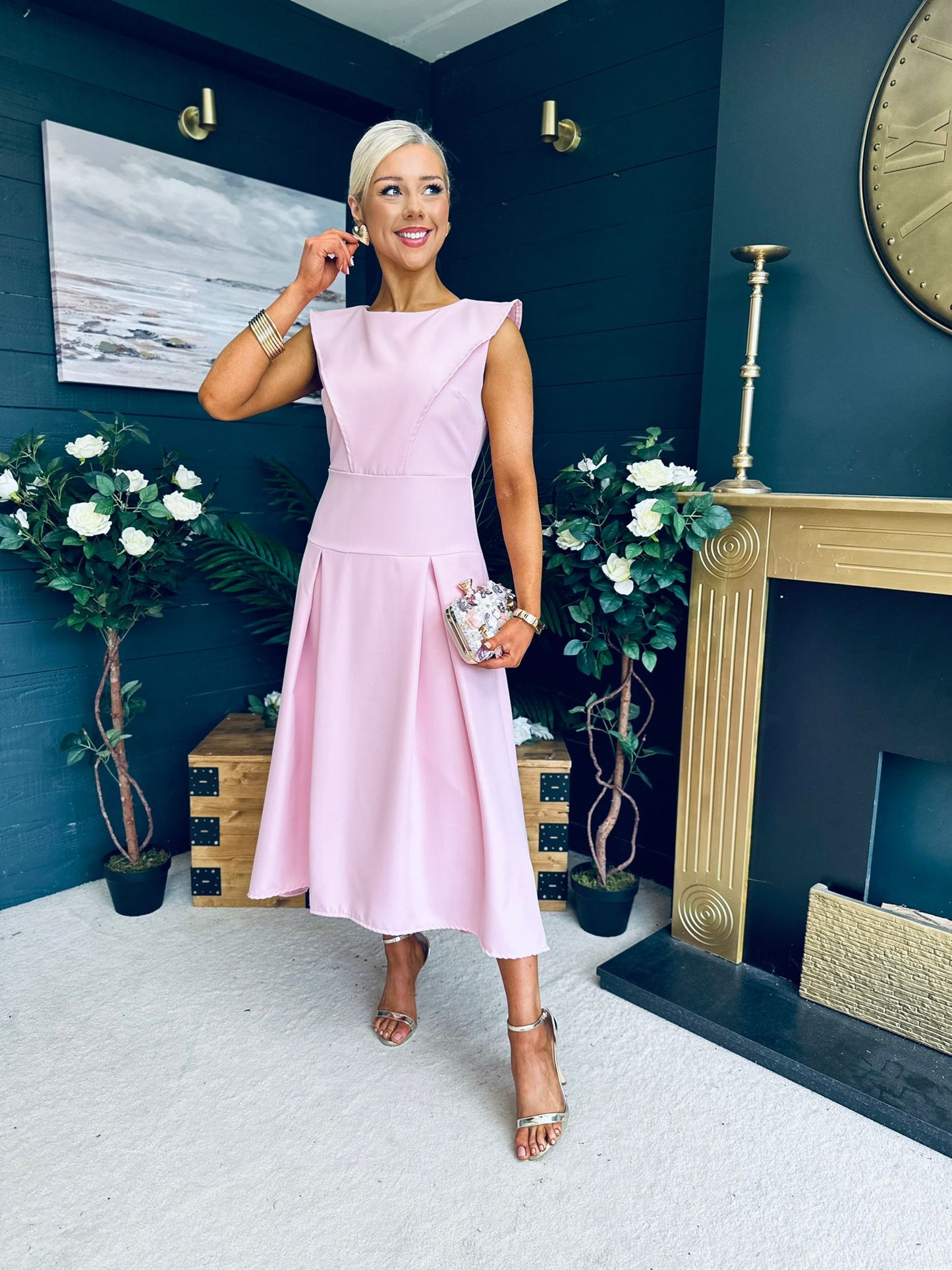 Gail Detailed Occasion Dress Pwr Pink
