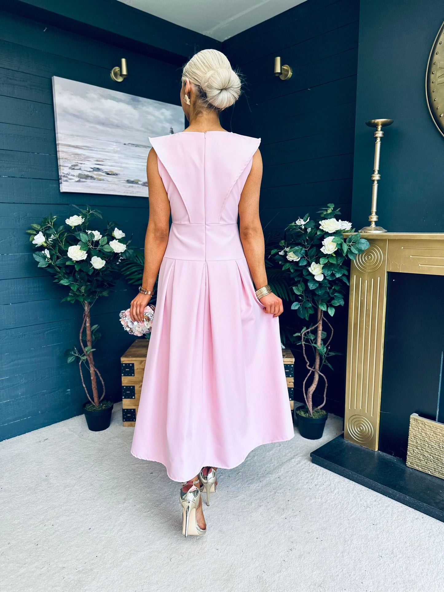 Gail Detailed Occasion Dress Pwr Pink