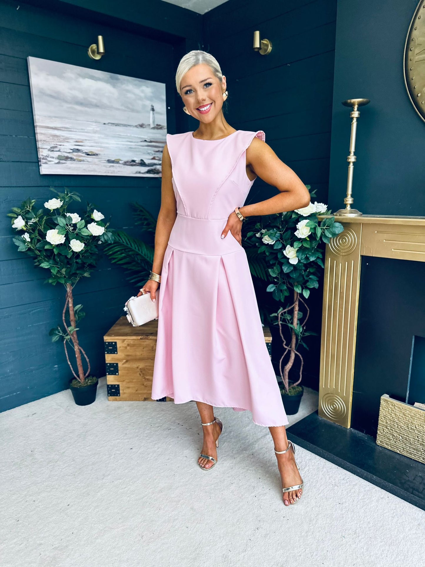 Gail Detailed Occasion Dress Pwr Pink