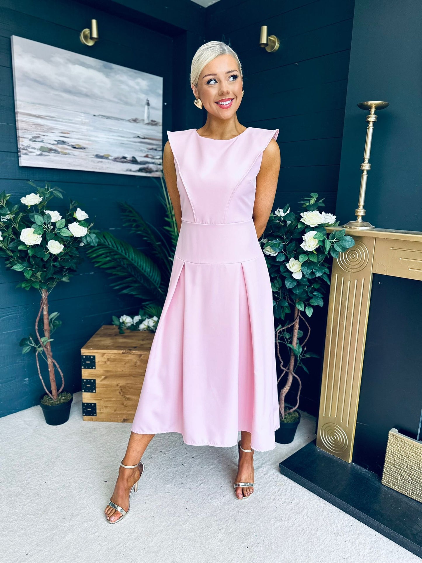 Gail Detailed Occasion Dress Pwr Pink
