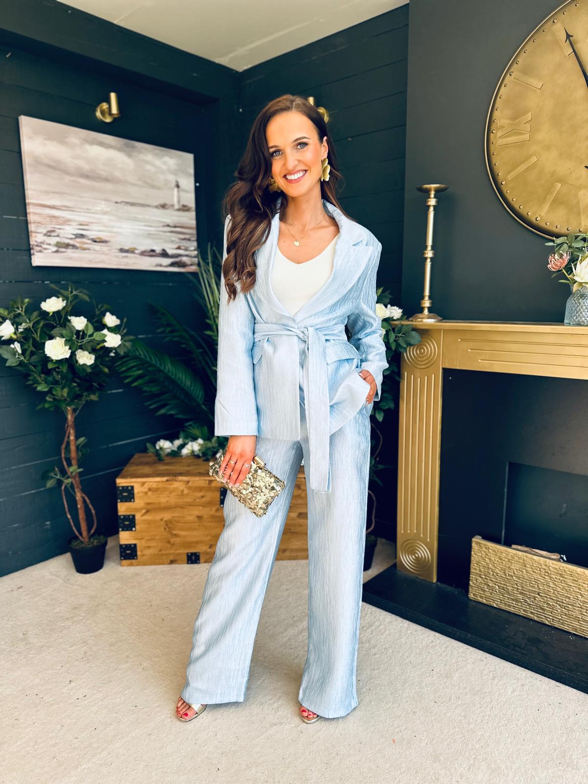Elaine Belted Occasion Suit Pwr Blue