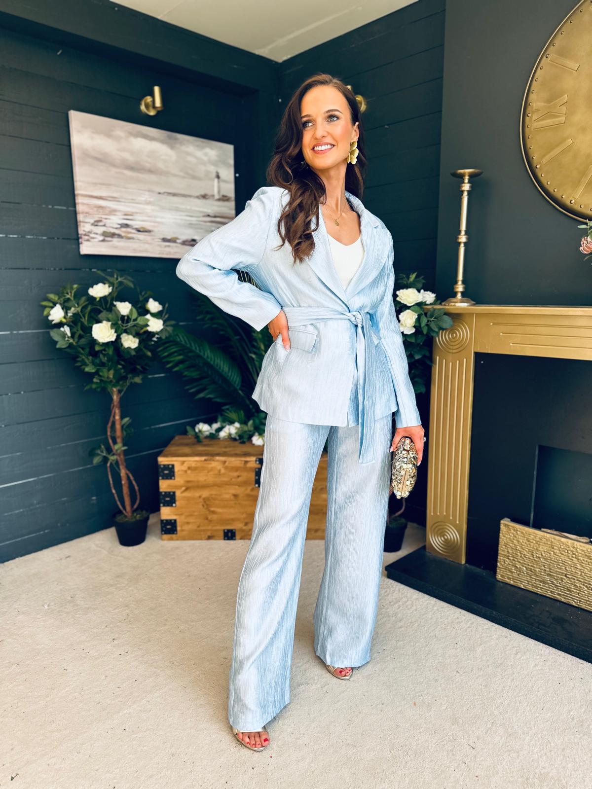 Elaine Belted Occasion Suit Pwr Blue