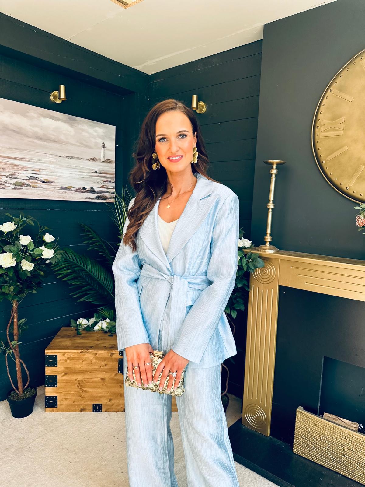 Elaine Belted Occasion Suit Pwr Blue
