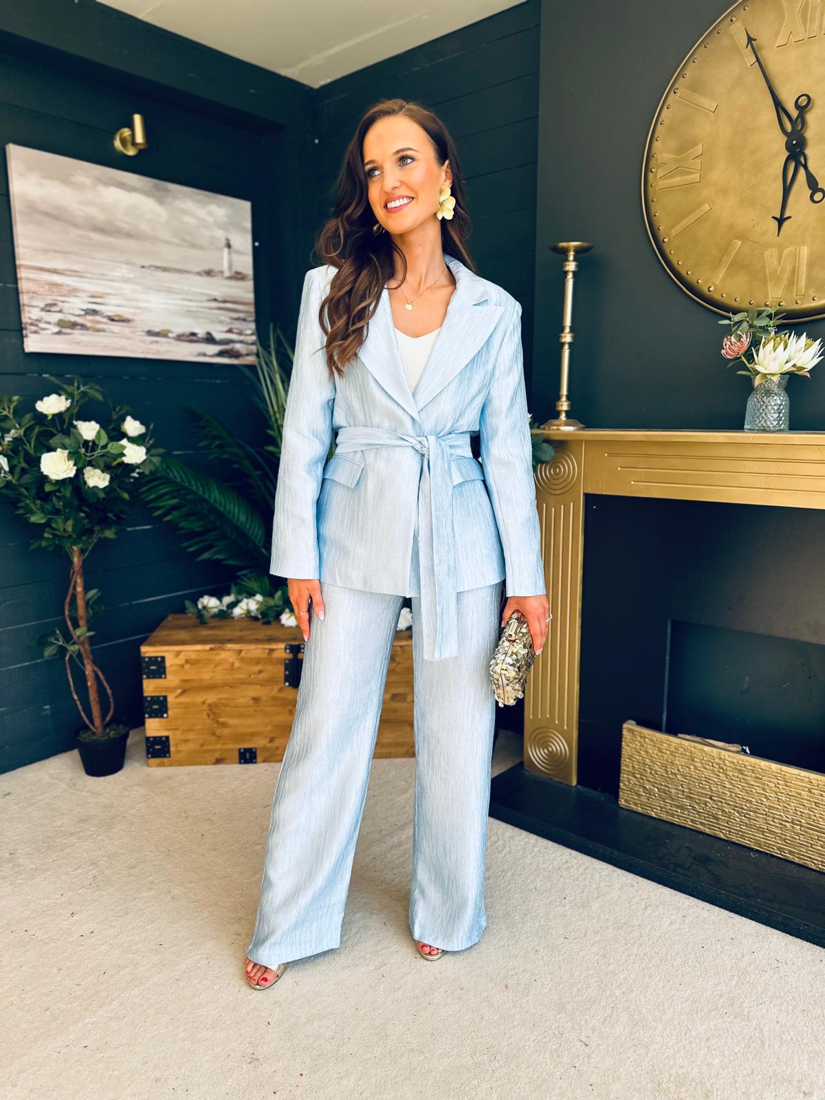 Elaine Belted Occasion Suit Pwr Blue