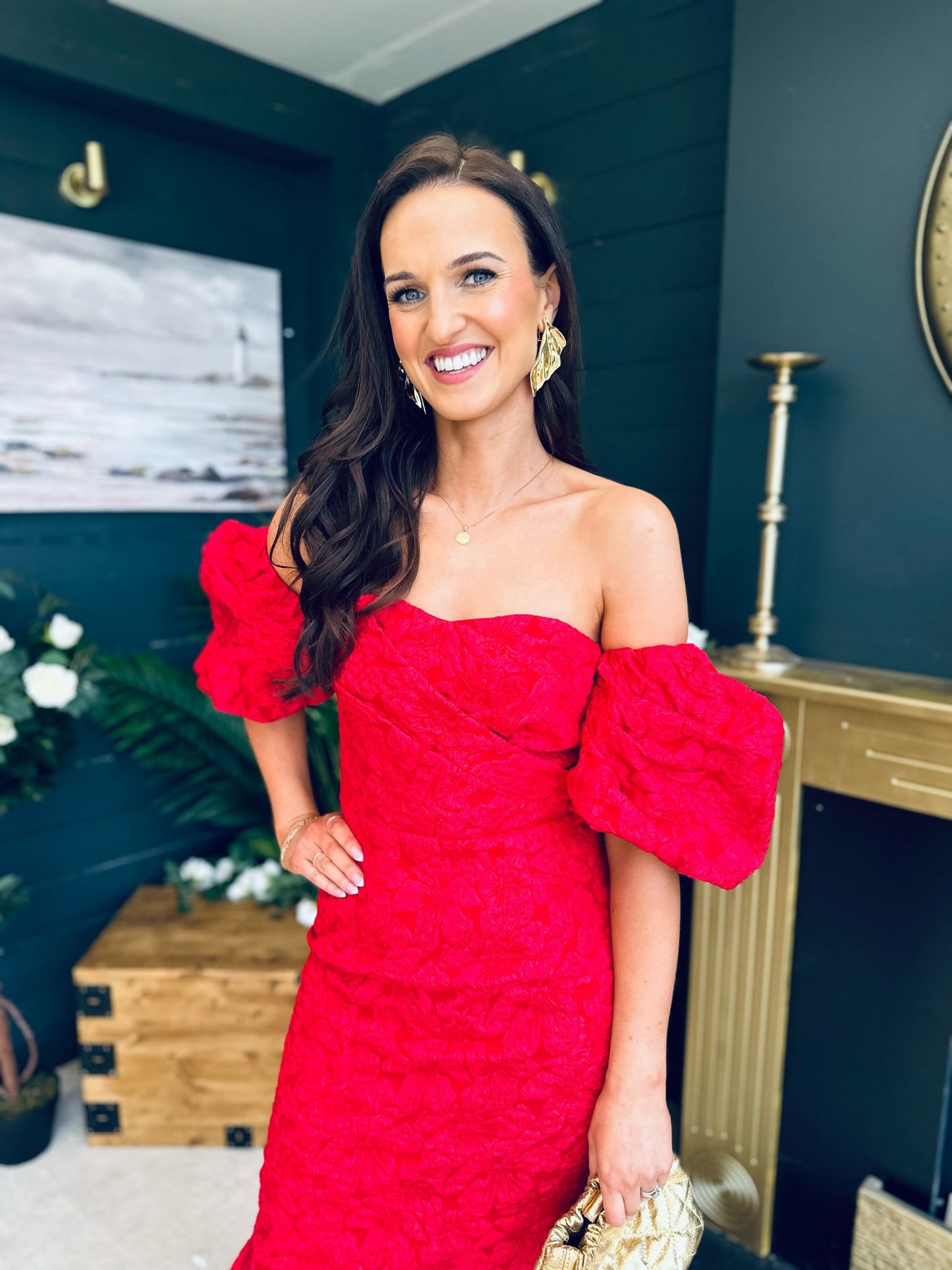 Hannah Bardot Occasion Dress Red