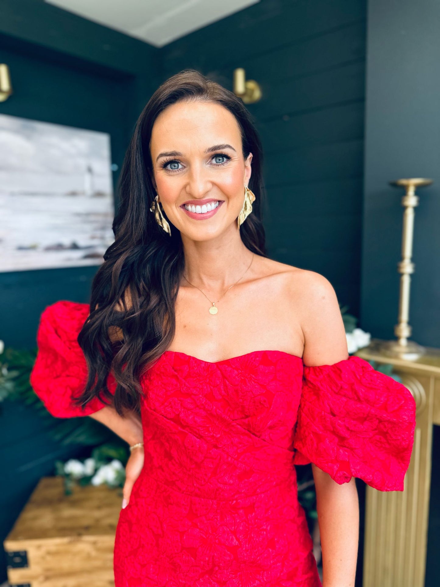 Hannah Bardot Occasion Dress Red