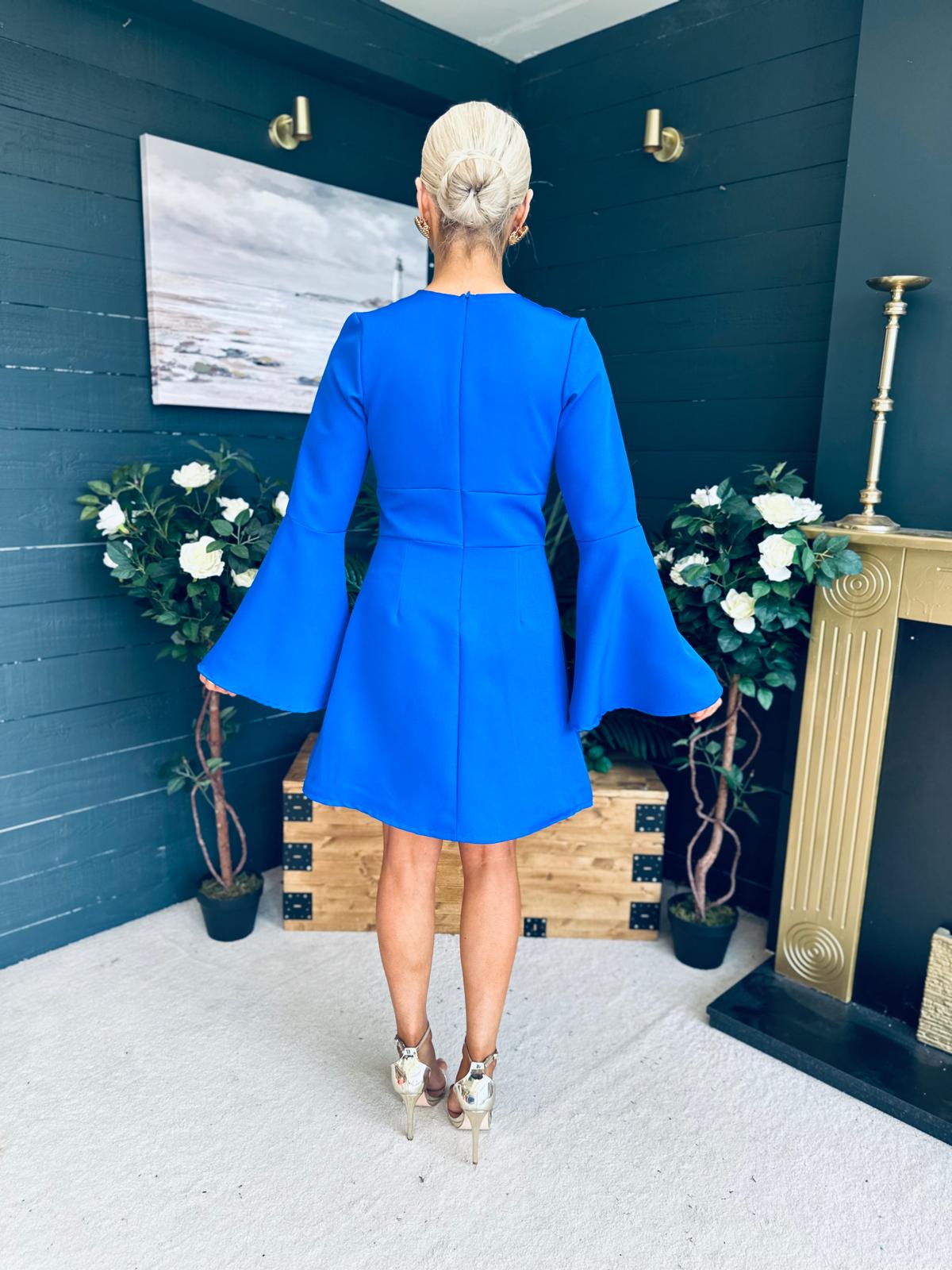 Shannon Detailed Mini Dress Cobalt