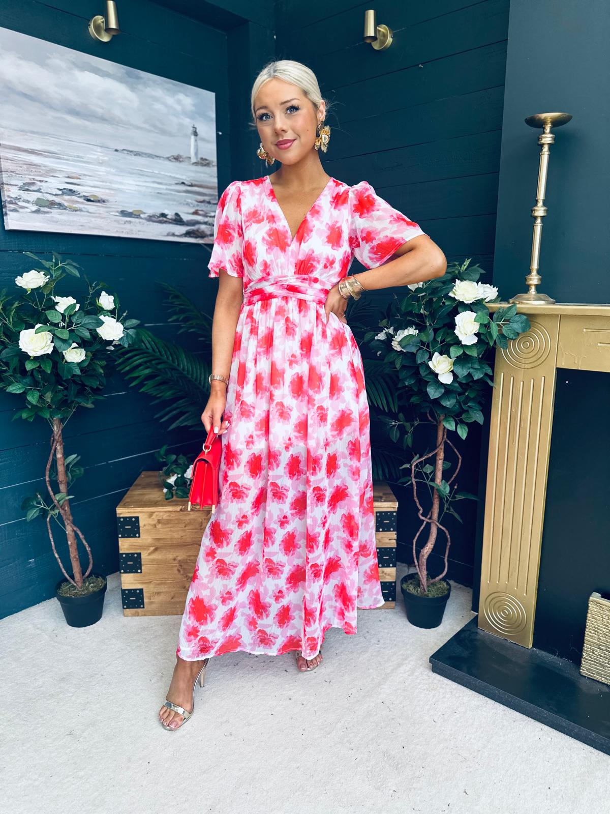 Jamie Banded Midi Dress Rouge
