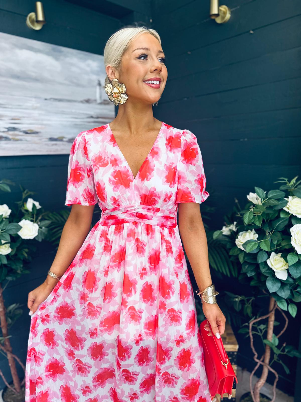 Jamie Banded Midi Dress Rouge